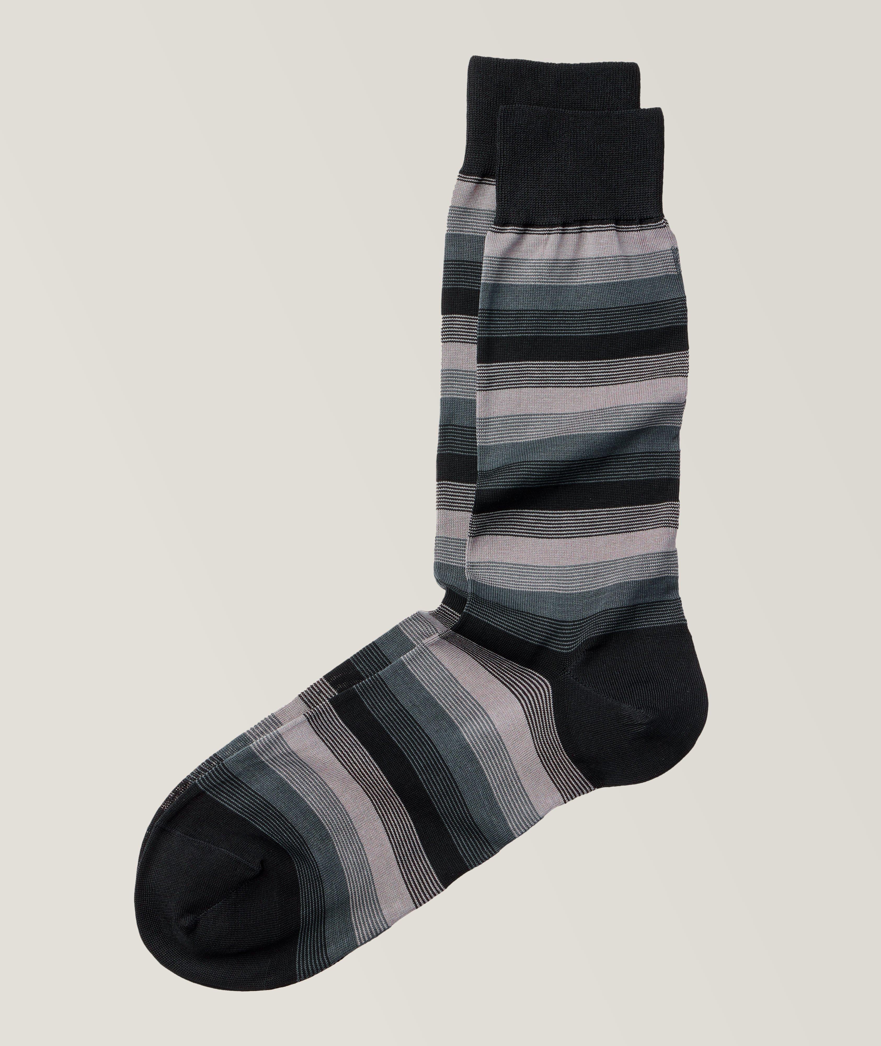 Gradient Striped Stretch Cotton Socks
