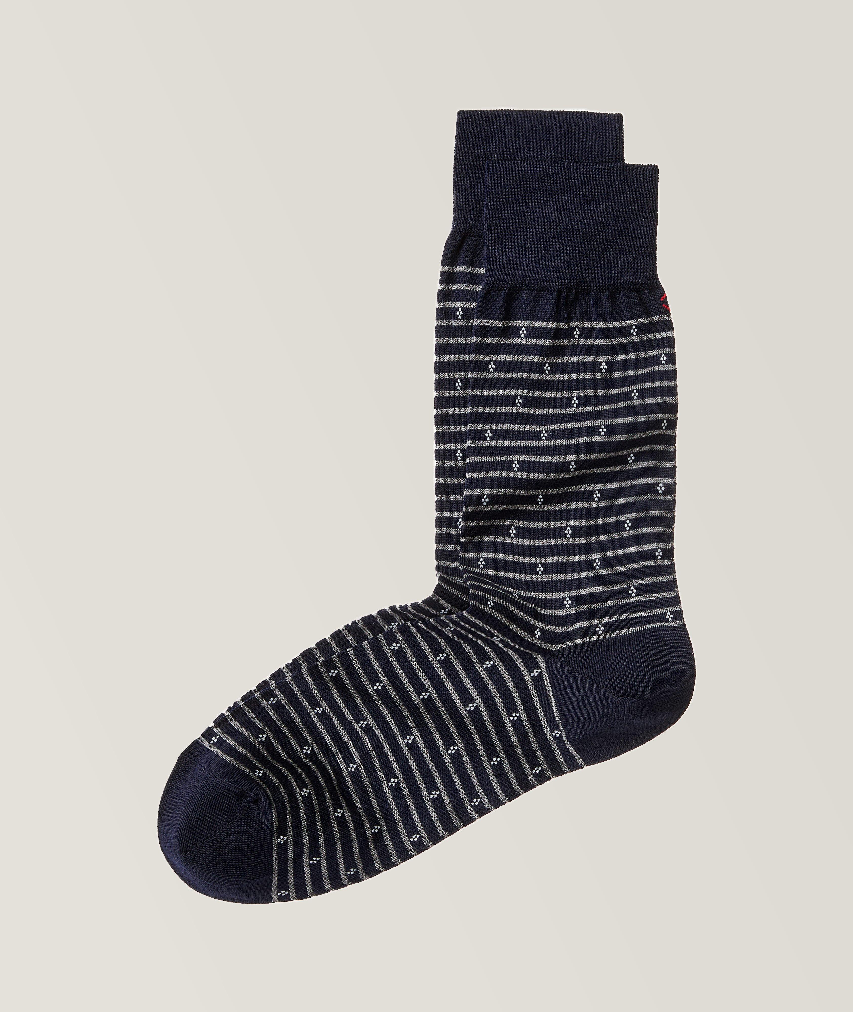 Medallion Stripe Stretch-Cotton Blend Socks