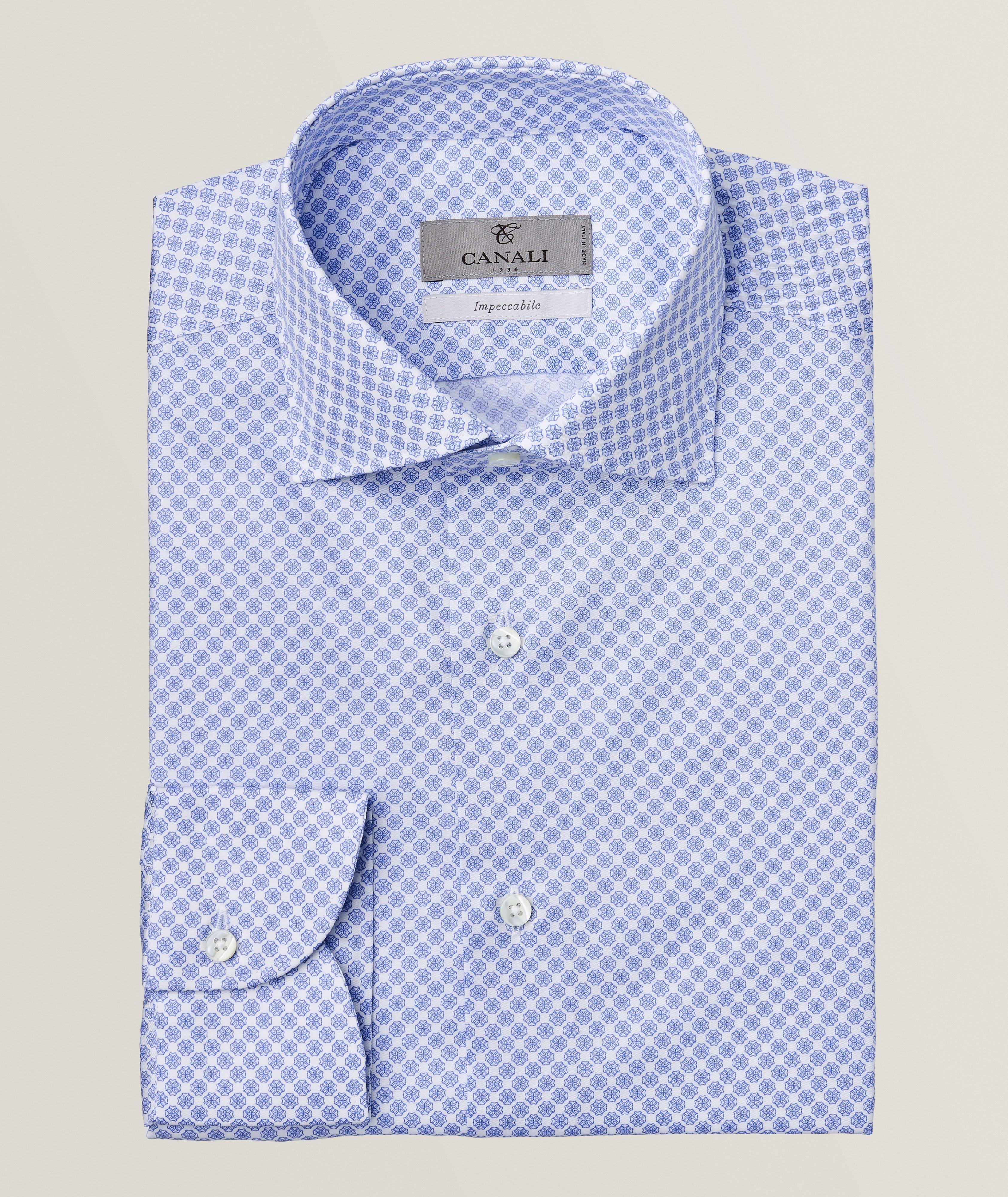 Canali Chemise Habillée En Tissu Impeccabile À Motif En Bleu , Taille Homme 17