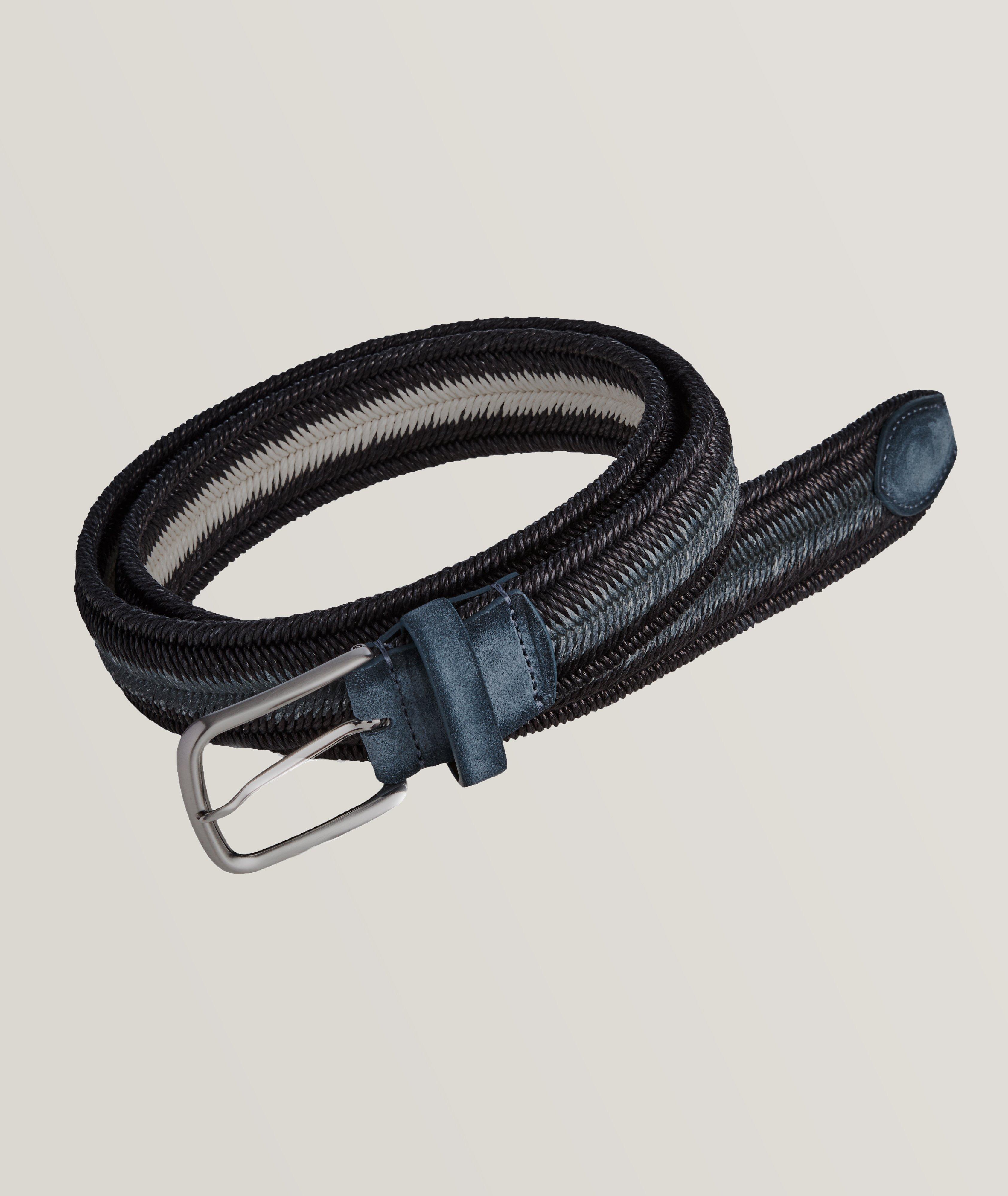 Harold Textured Leather Belt In Blue Size 46