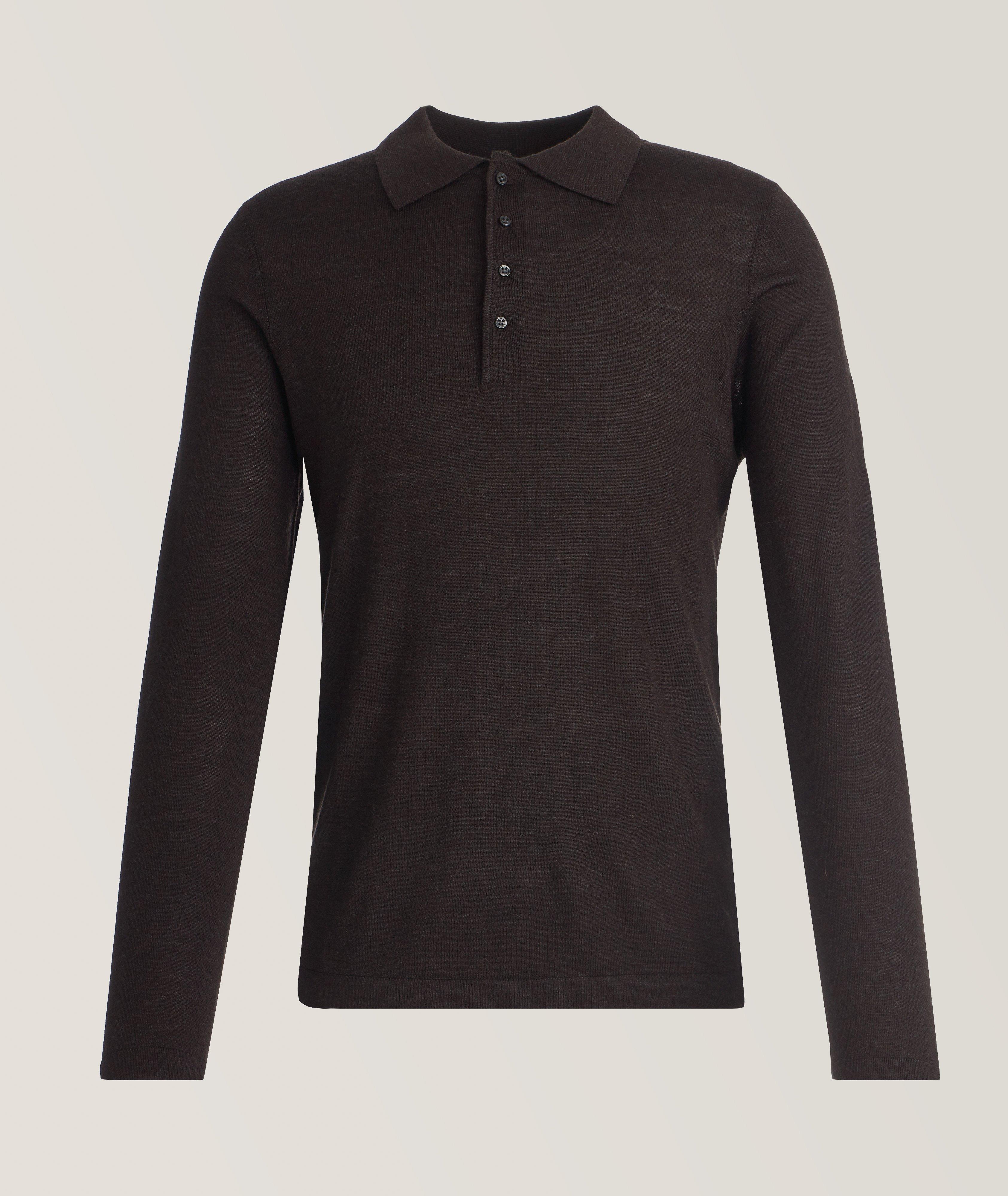 Long-Sleeve Merino Wool Polo image 0