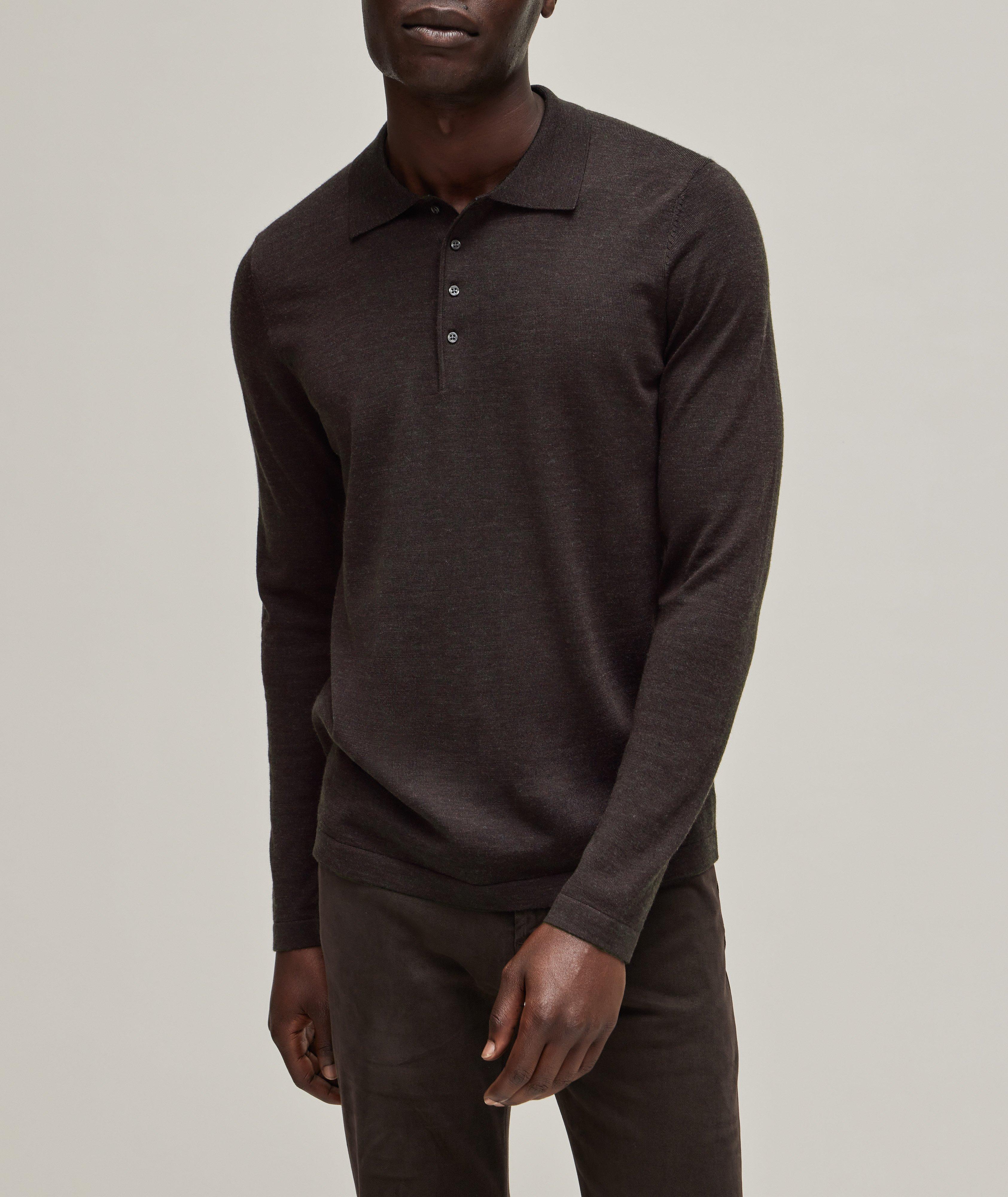 Long-Sleeve Merino Wool Polo image 1