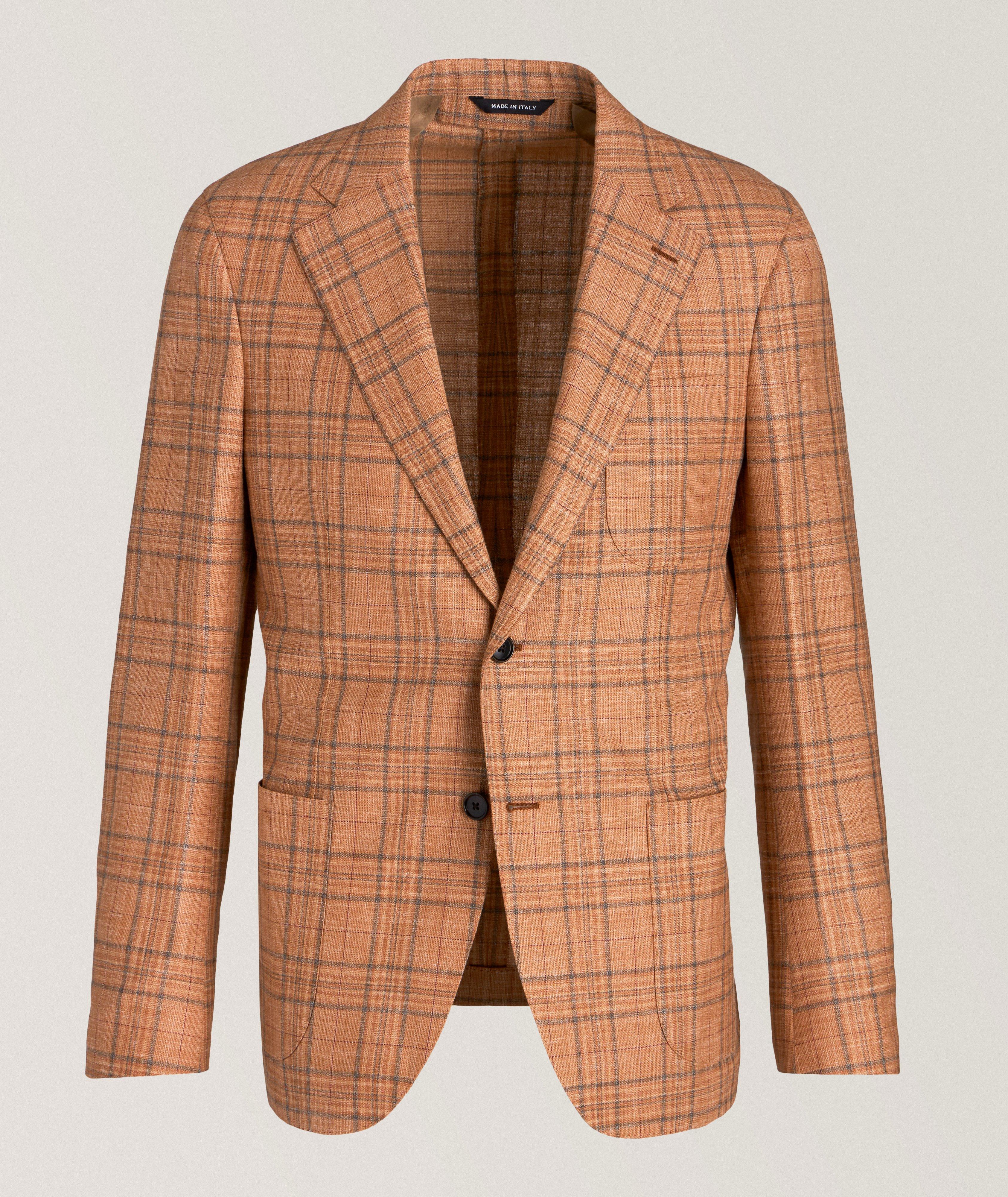Plaid Wool, Silk & Linen Sport Jacket image 0
