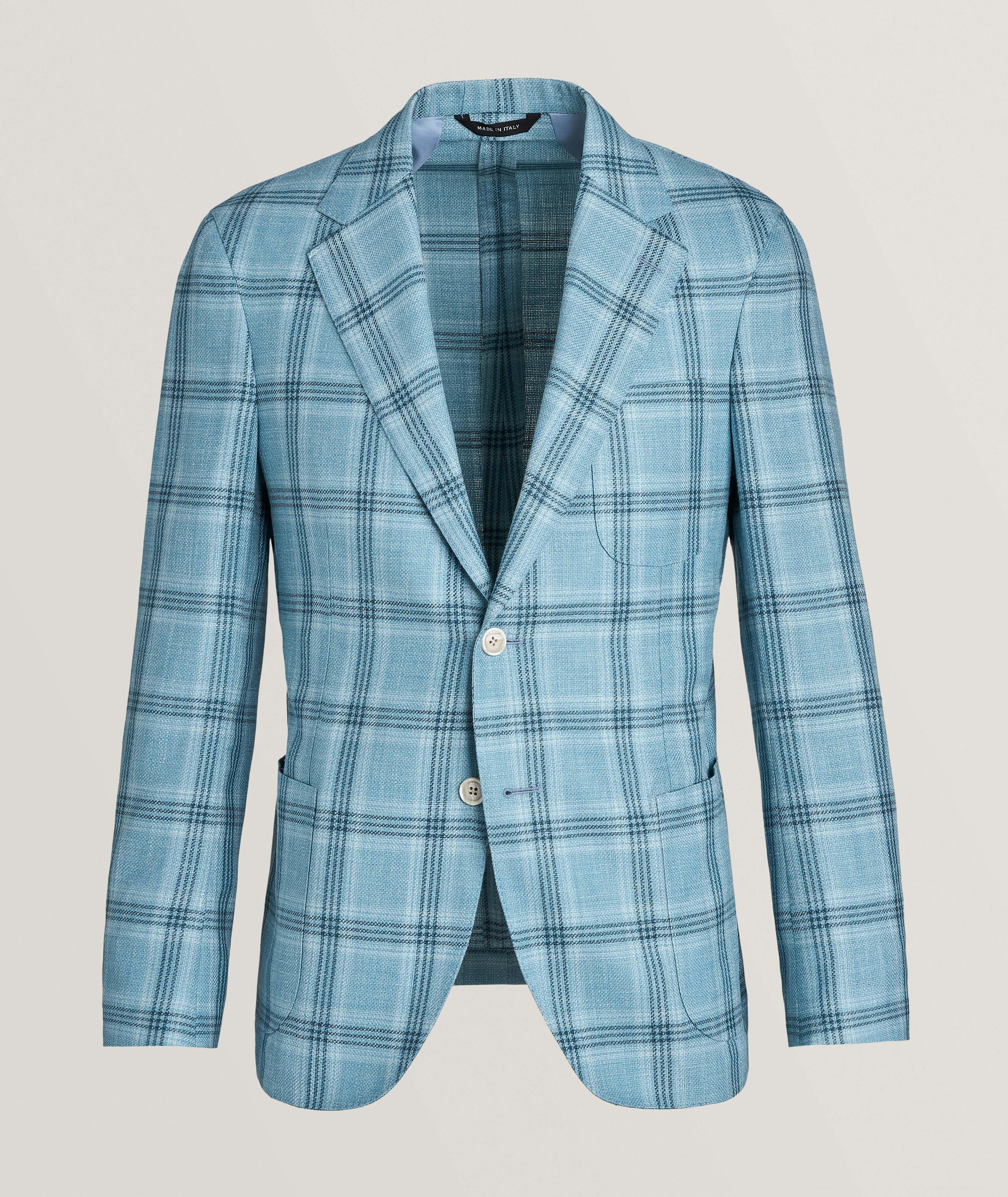 Tonal Large Plaid Virgin Wool, Silk & Linen Sport Jacket image 0