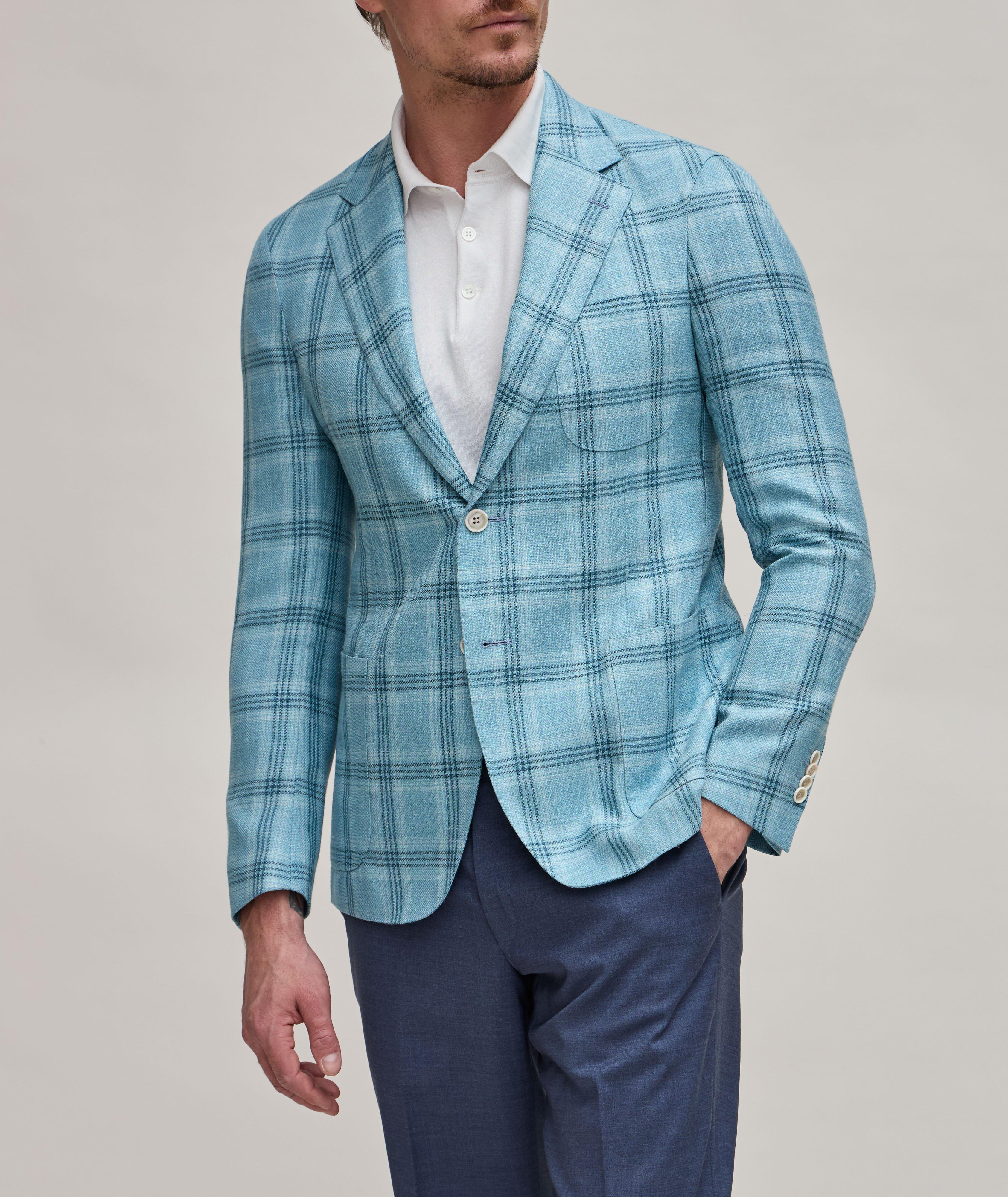 Tonal Large Plaid Virgin Wool, Silk & Linen Sport Jacket image 1