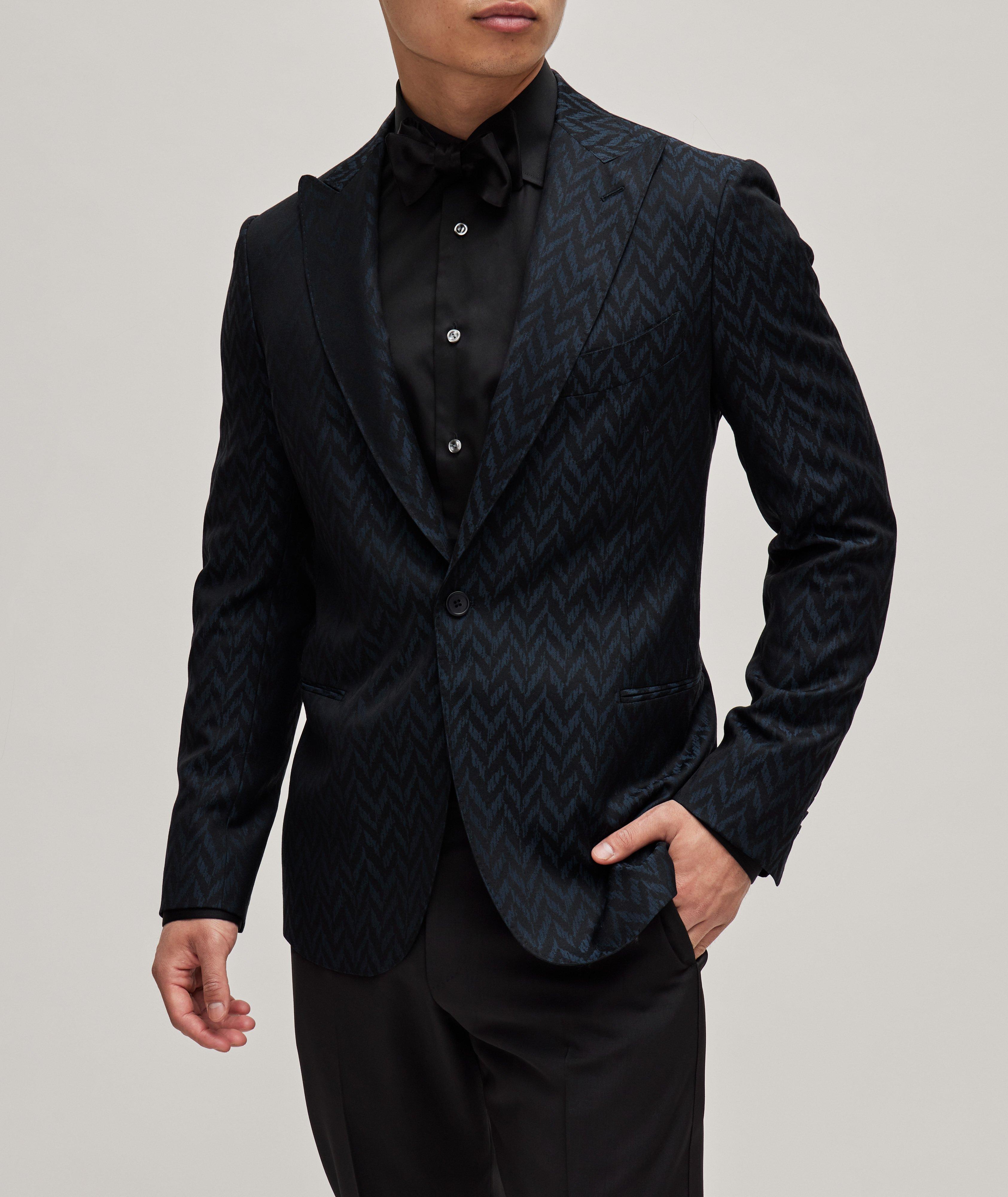 Large Herringbone Jacquard Virgin Wool Suit Jacket image 1