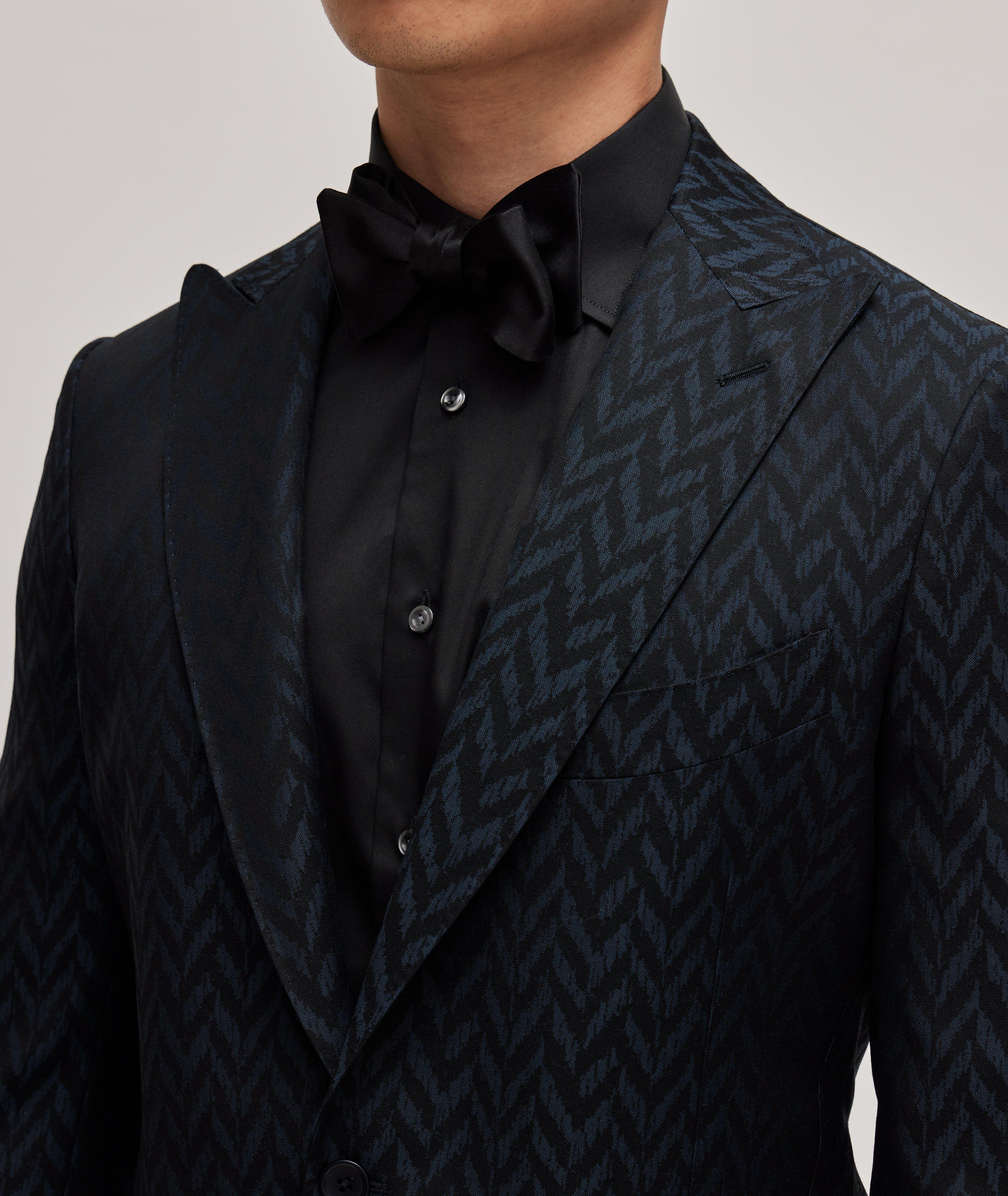 Large Herringbone Jacquard Virgin Wool Suit Jacket image 3