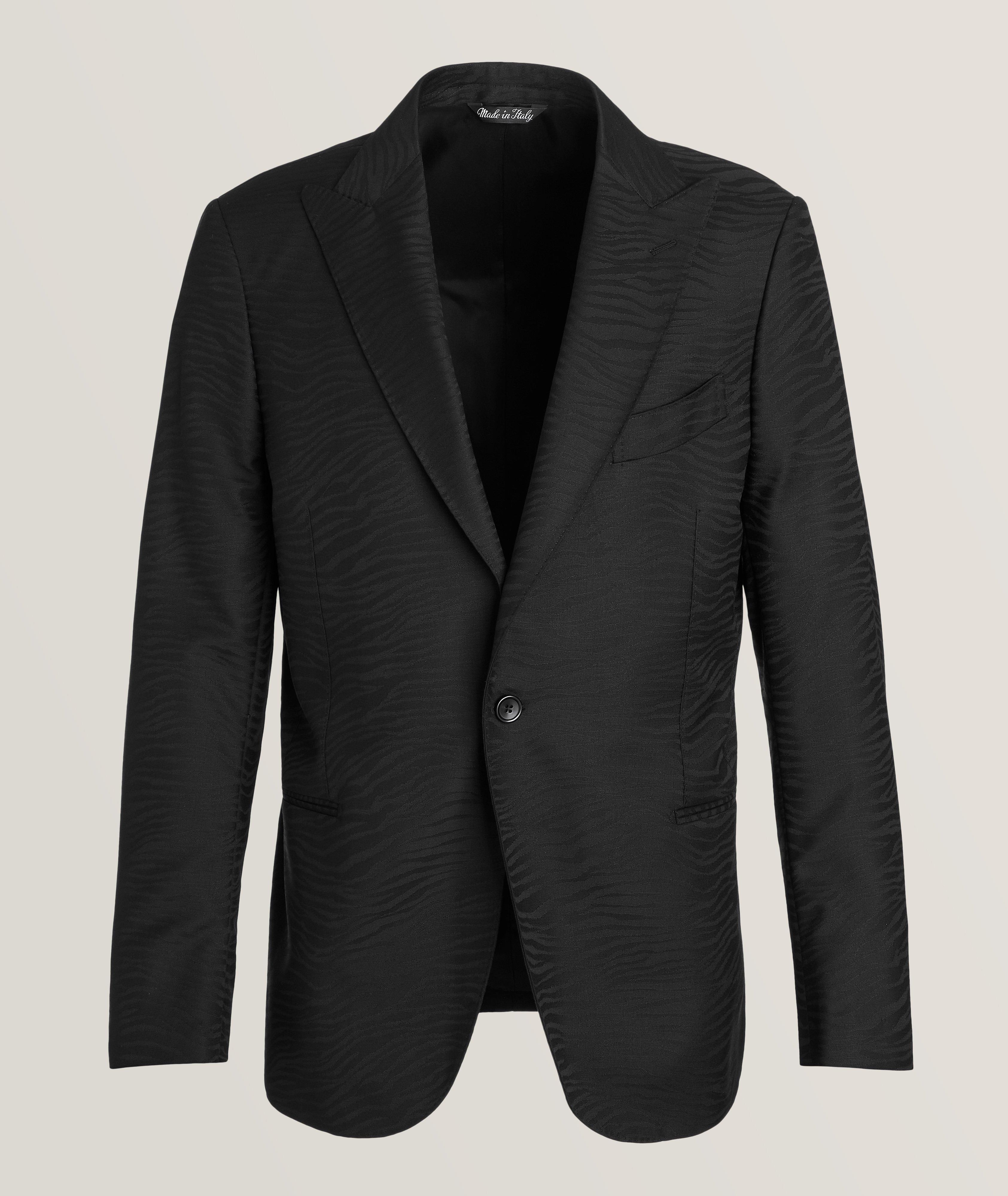 Tonal Zebra Jacquard Virgin Wool Cocktail Jacket image 0