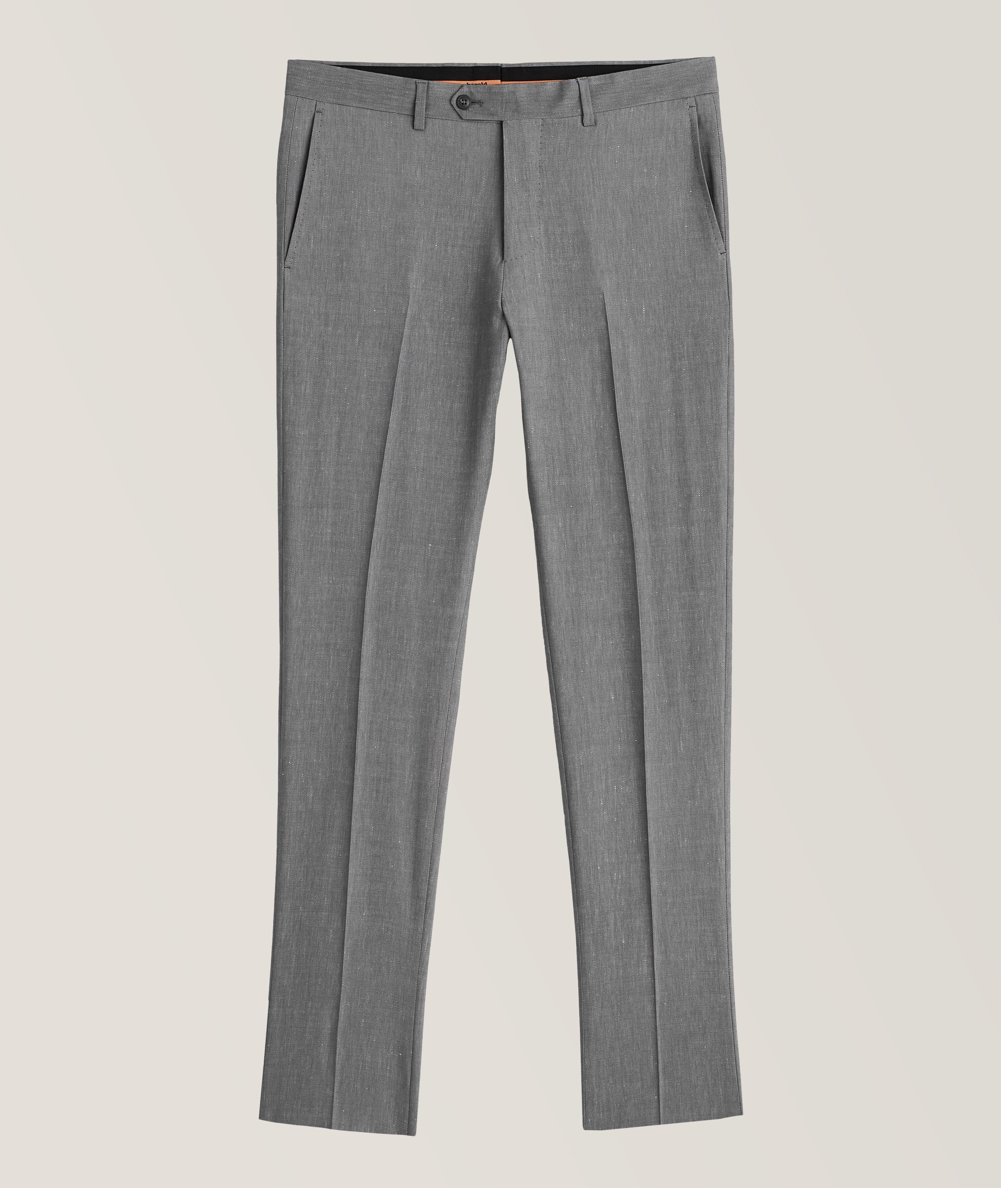 Harold Wool-Linen Stretch Dress Pants In Grey , Men's Size 50