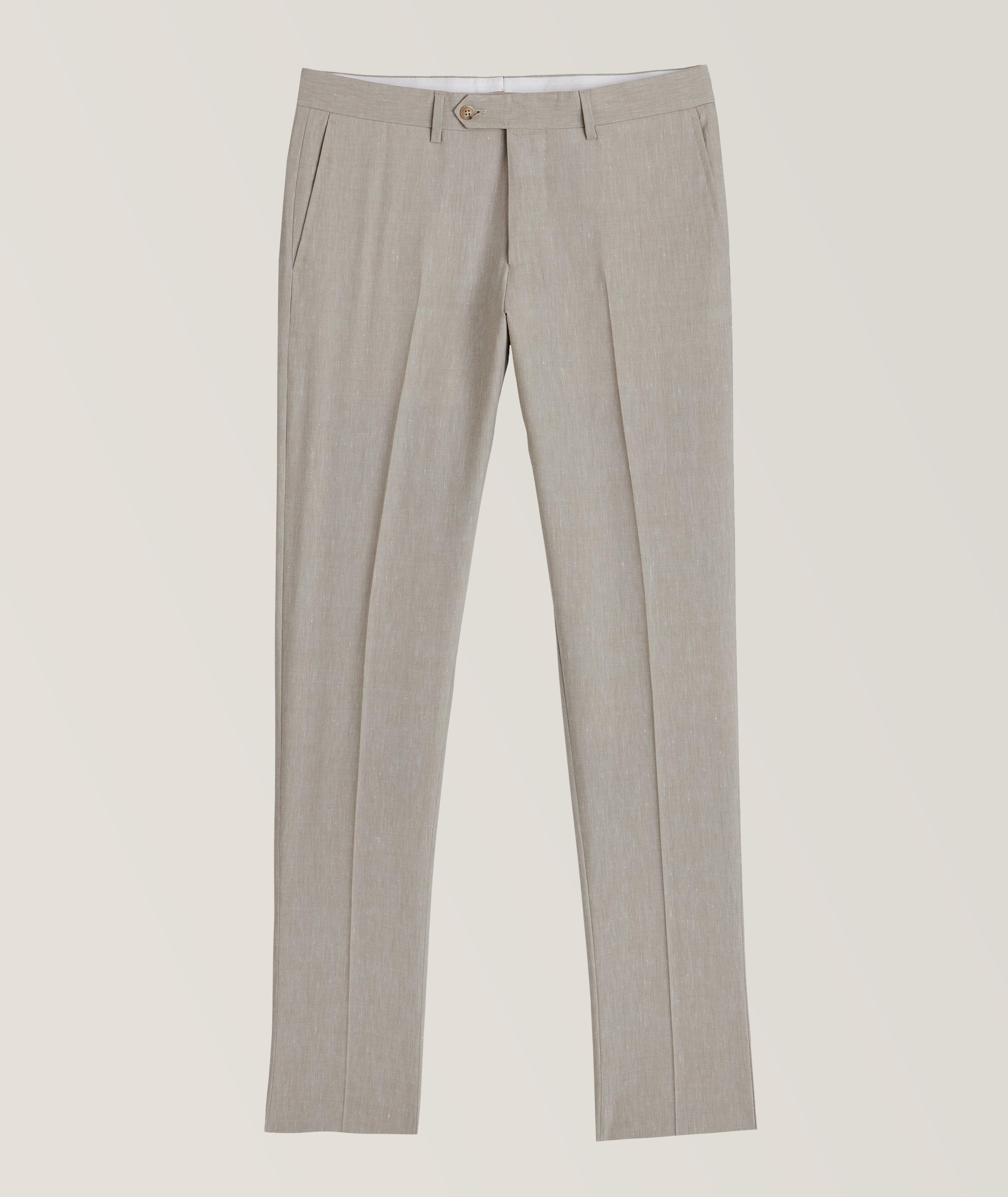 Harold Linen-Wool Dress Pants In Beige , Men's Size 56