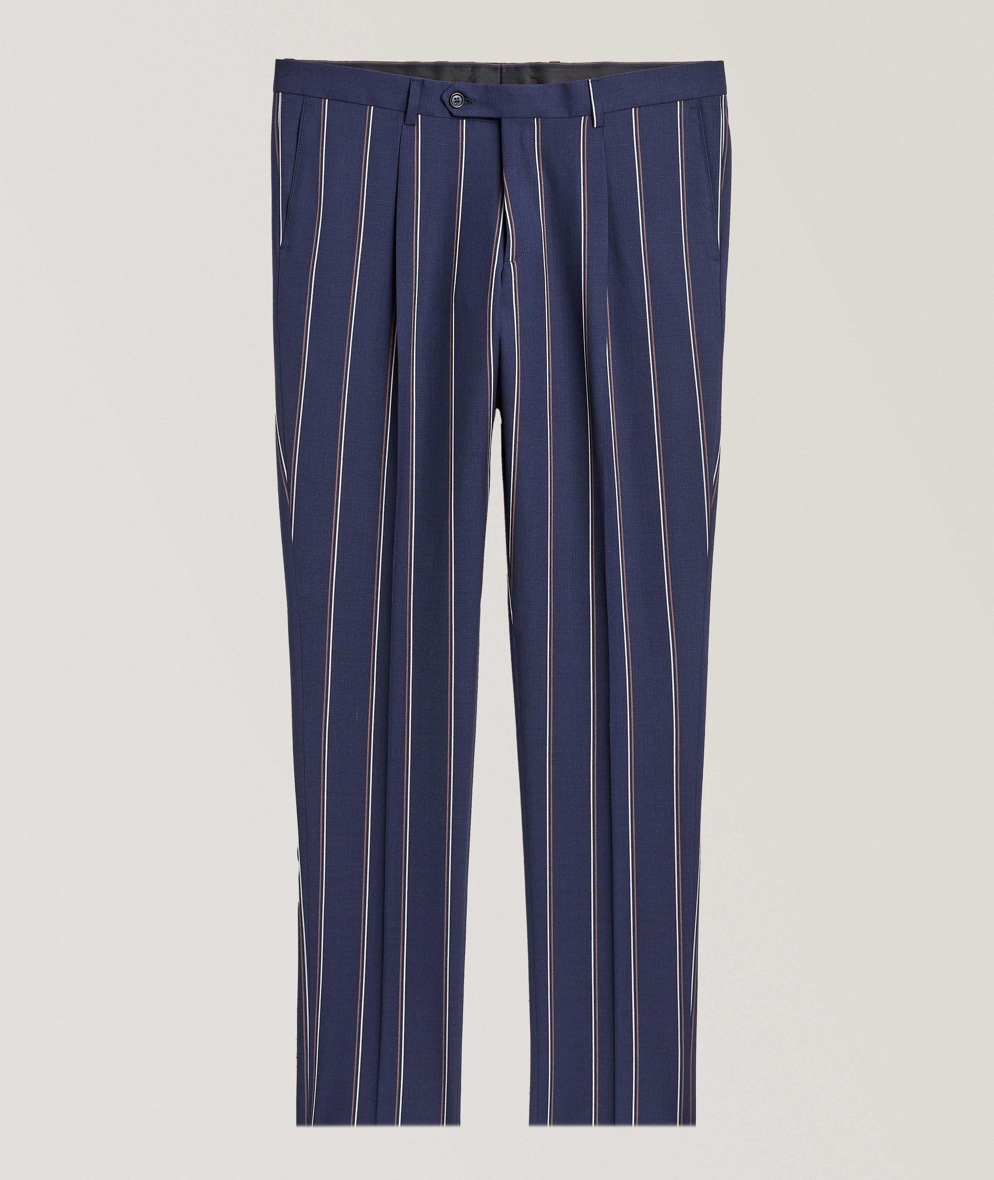 Wide Stripe Wool Dress Pants image 0
