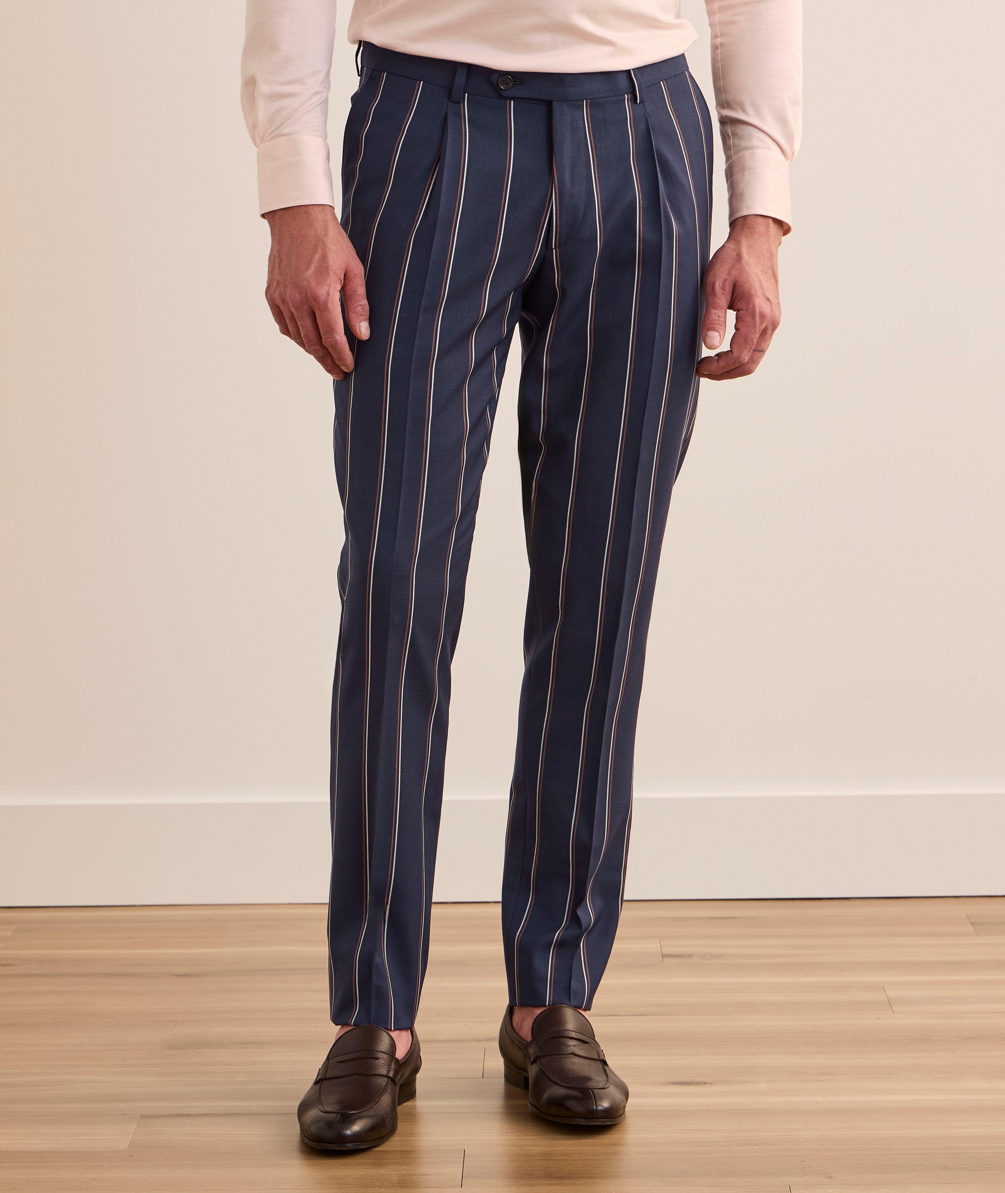 Wide Stripe Wool Dress Pants image 1