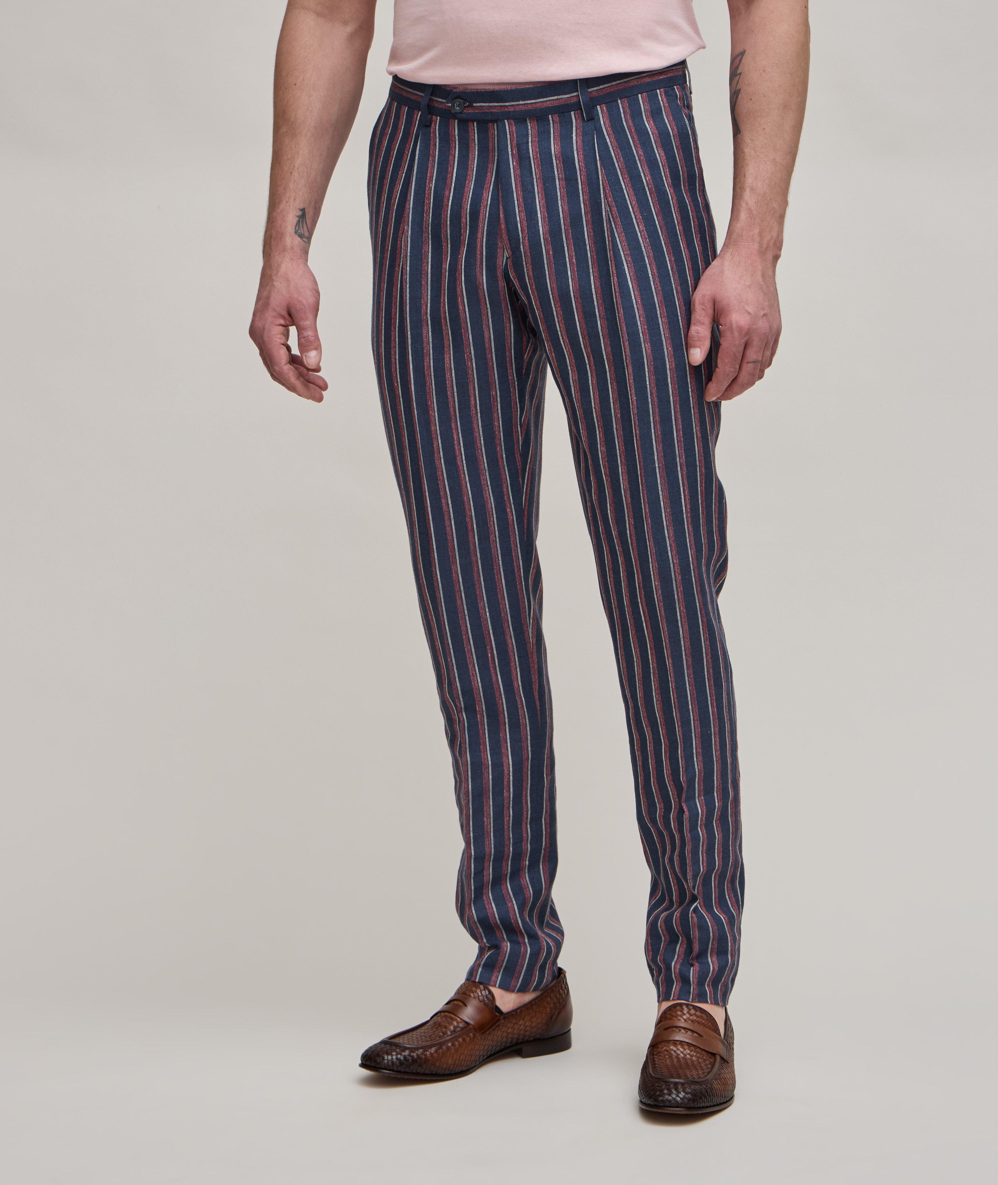 E. Thomas Striped Wool, Silk & Linen Pants  image 1
