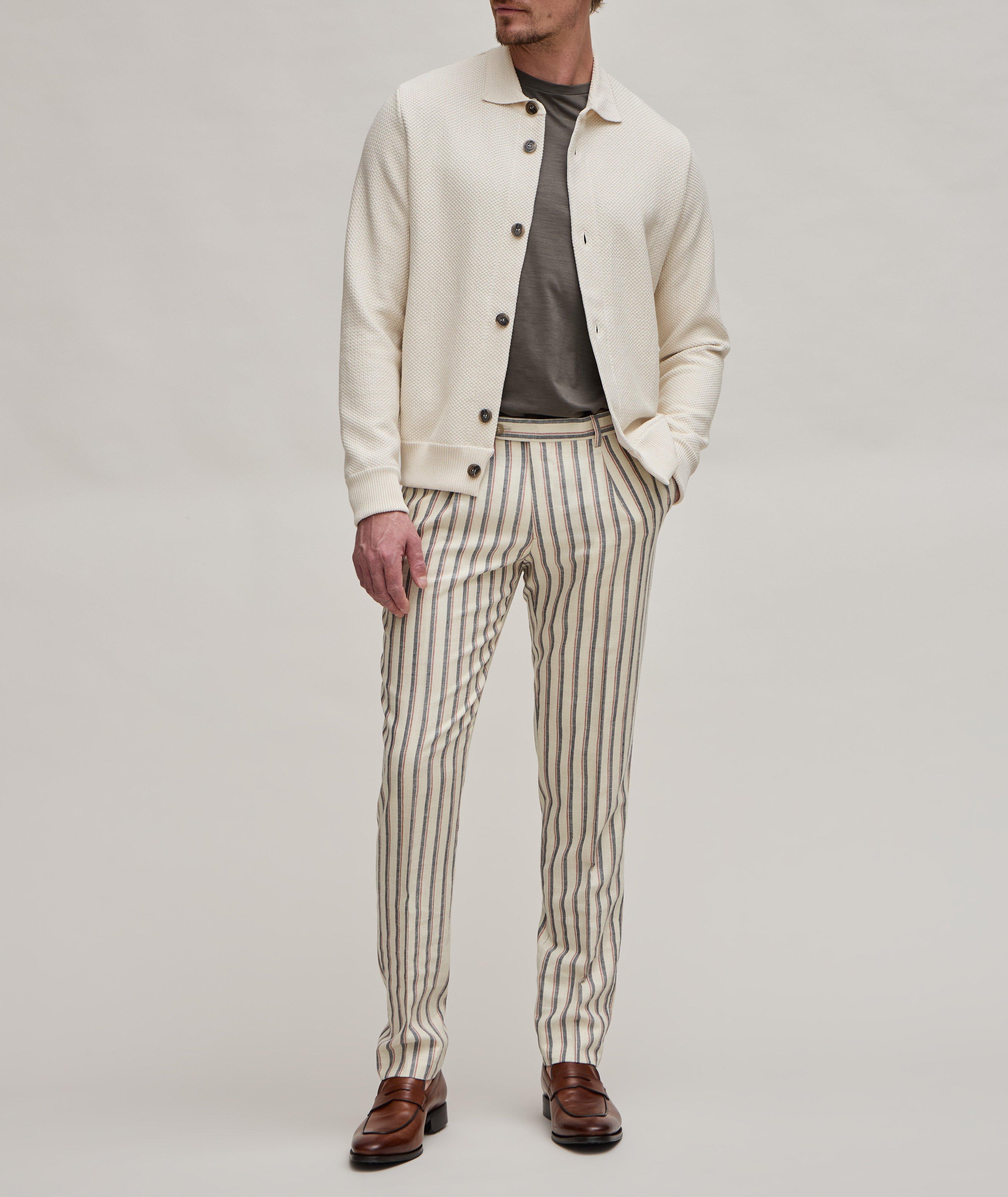 E. Thomas Striped Wool, Silk & Linen Pants  image 3