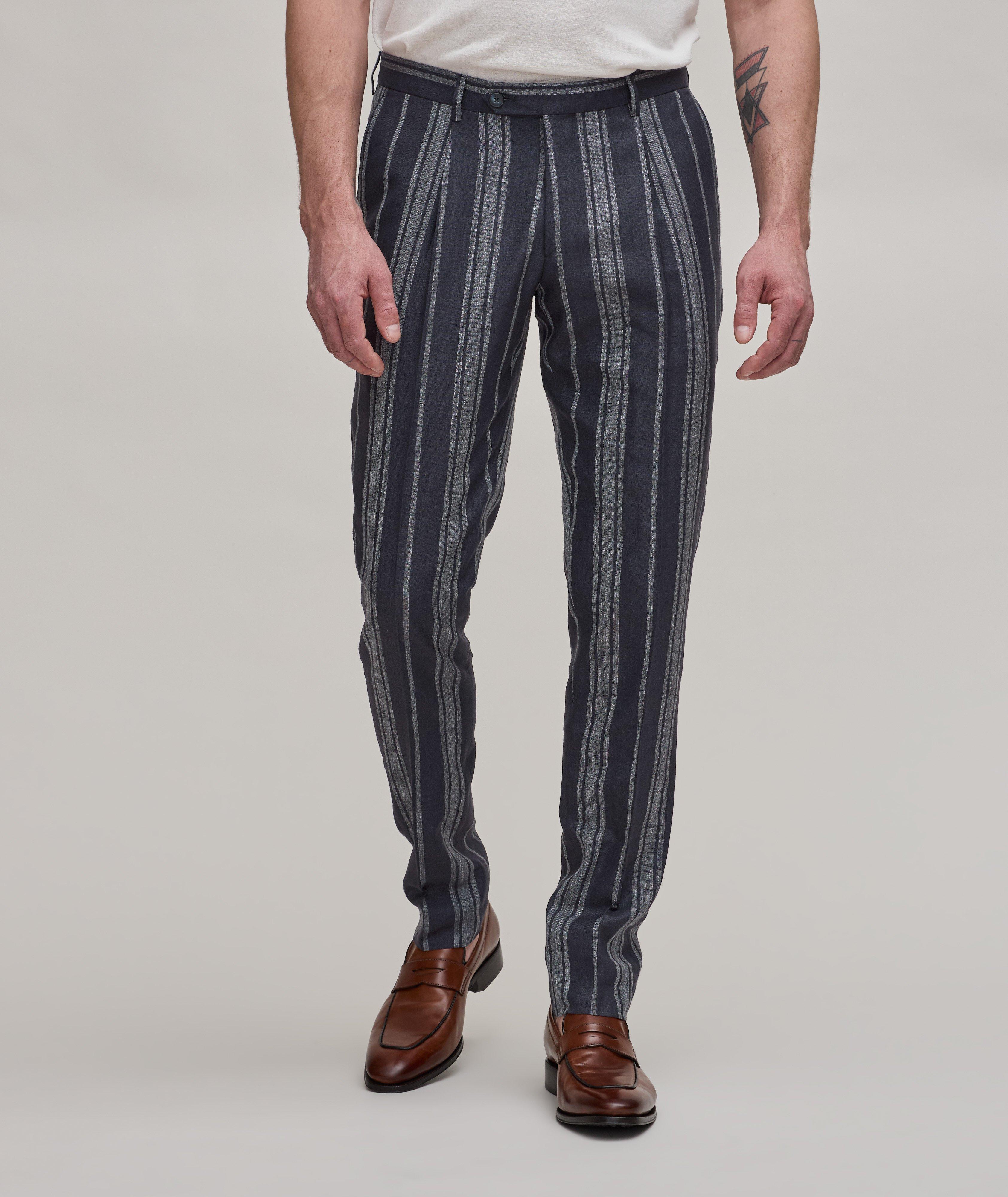 E. Thomas Striped Wool, Silk & Linen Pants  image 2