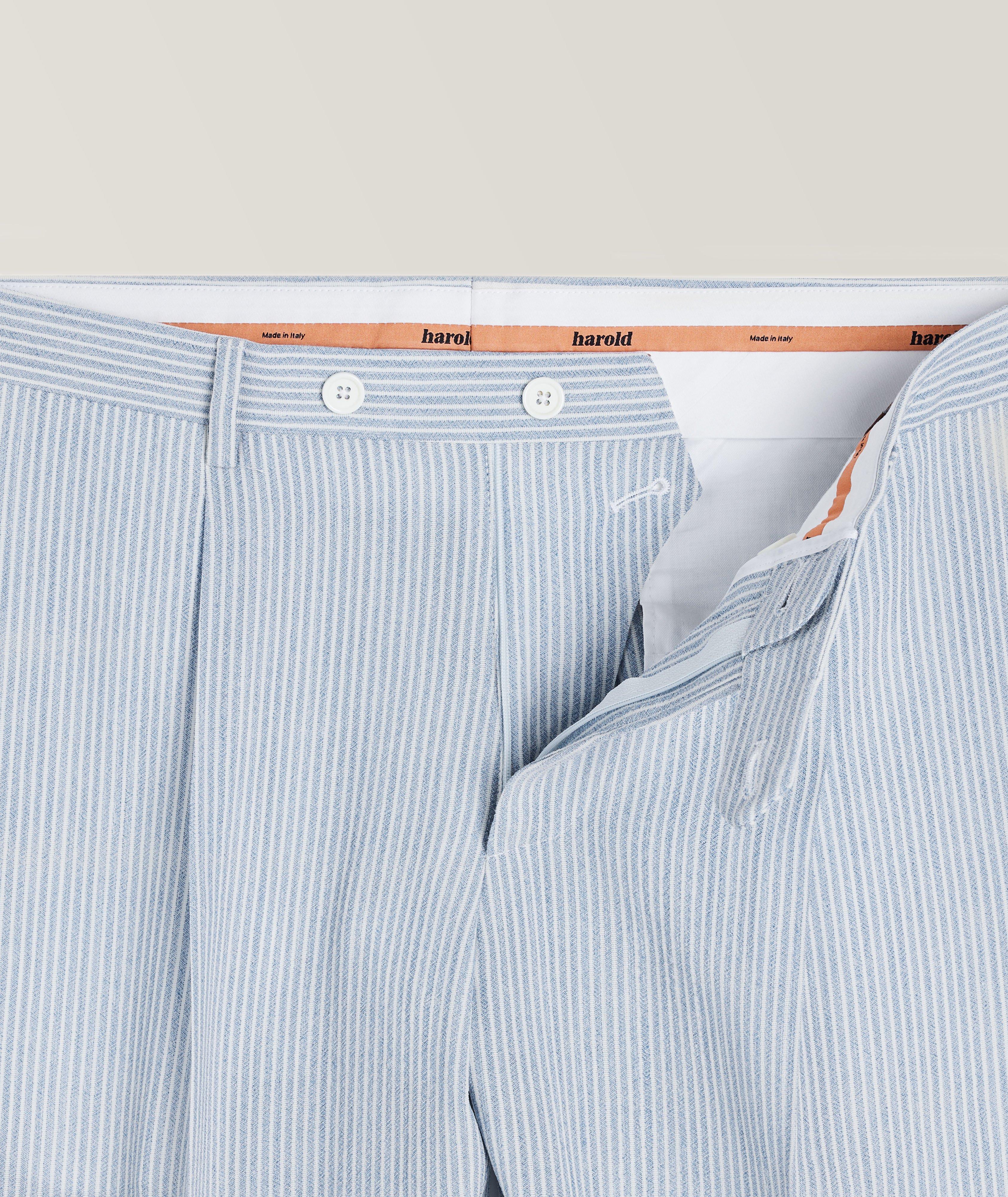Pleated Striped Seersucker Dress Pants image 1