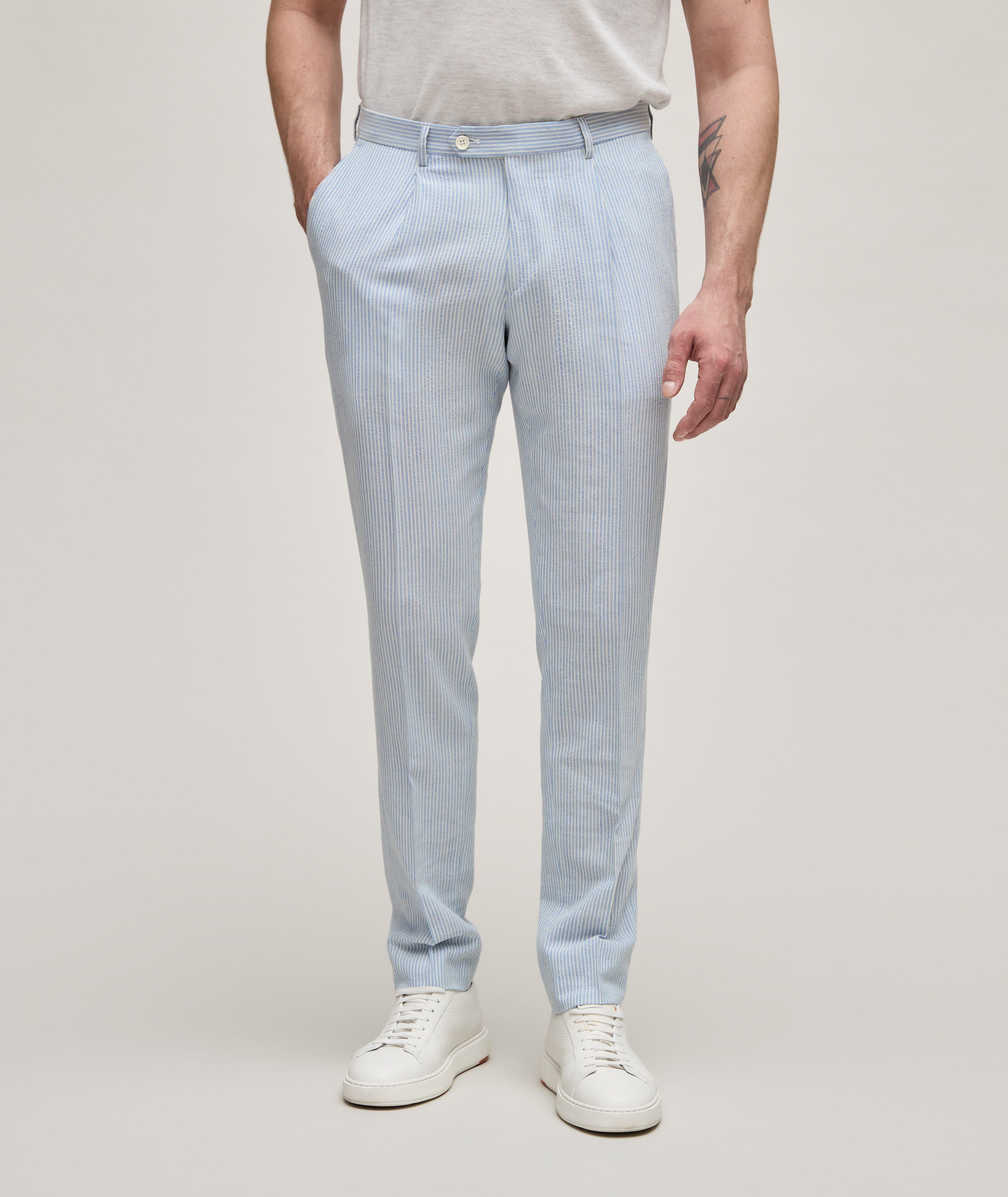 Pleated Striped Seersucker Dress Pants image 2