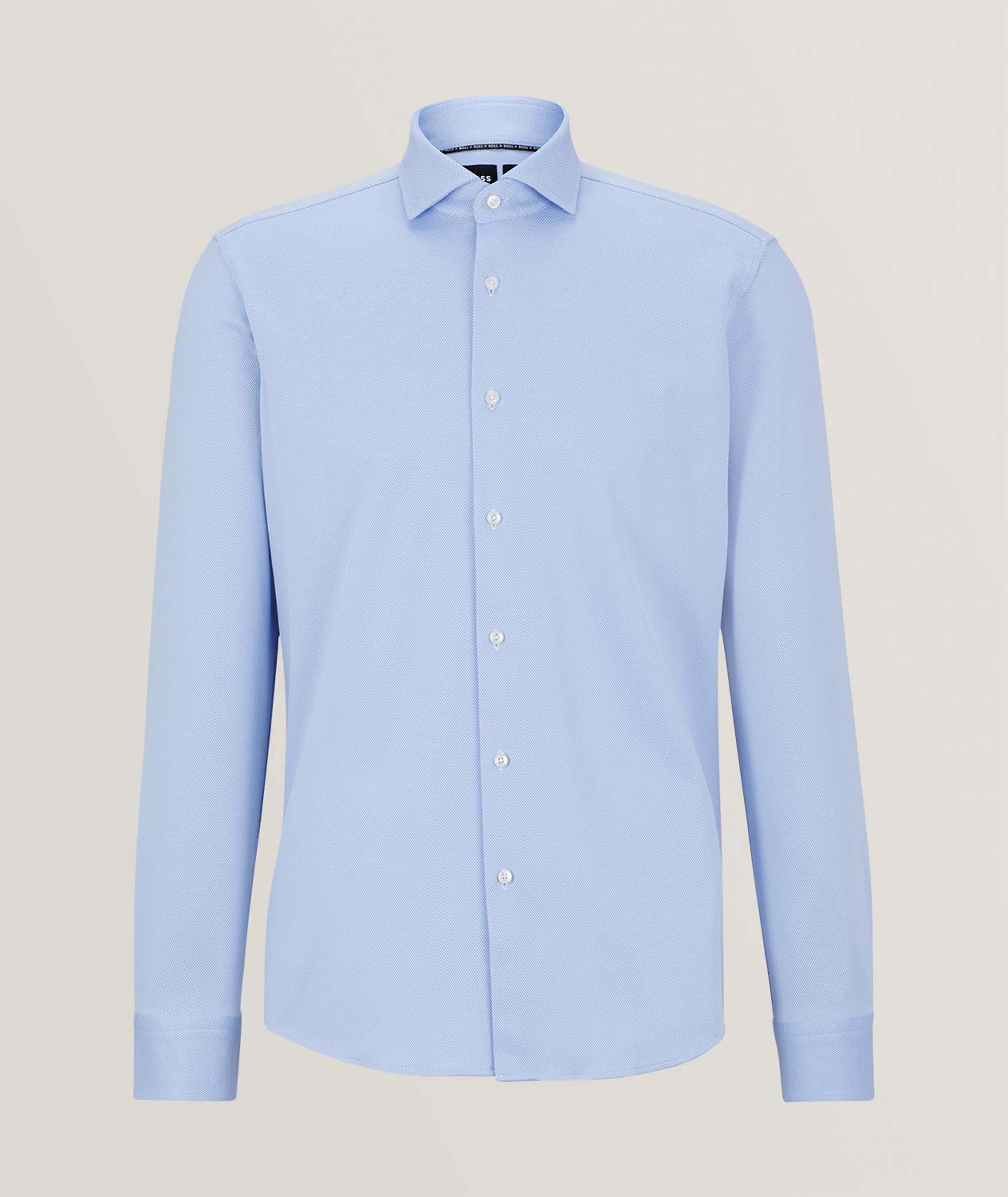 BOSS Chemise Habillée En Mélange De Coton De Coupe Contemporaine En Bleu , Taille Homme 14.5