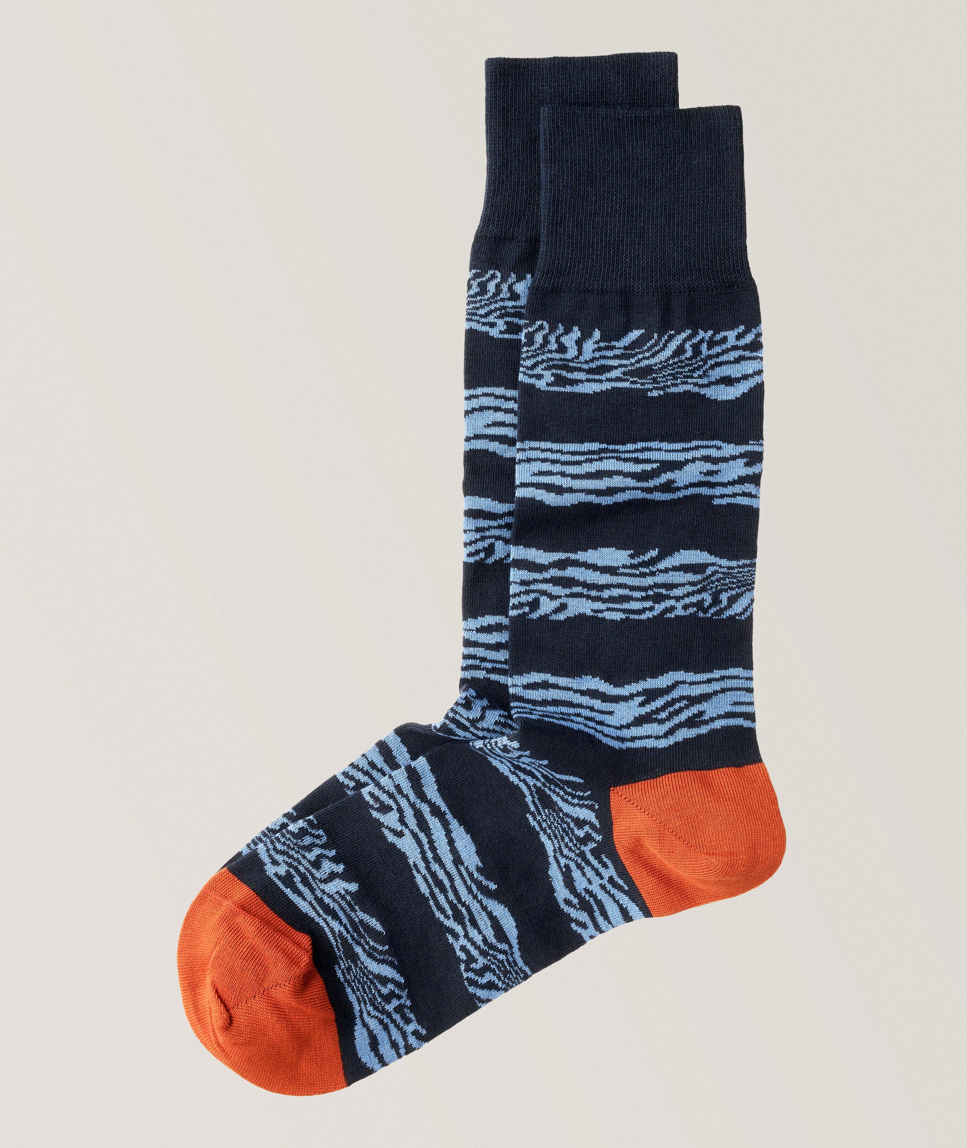 Dean Zebra Stripes Stretch-Cotton Socks
