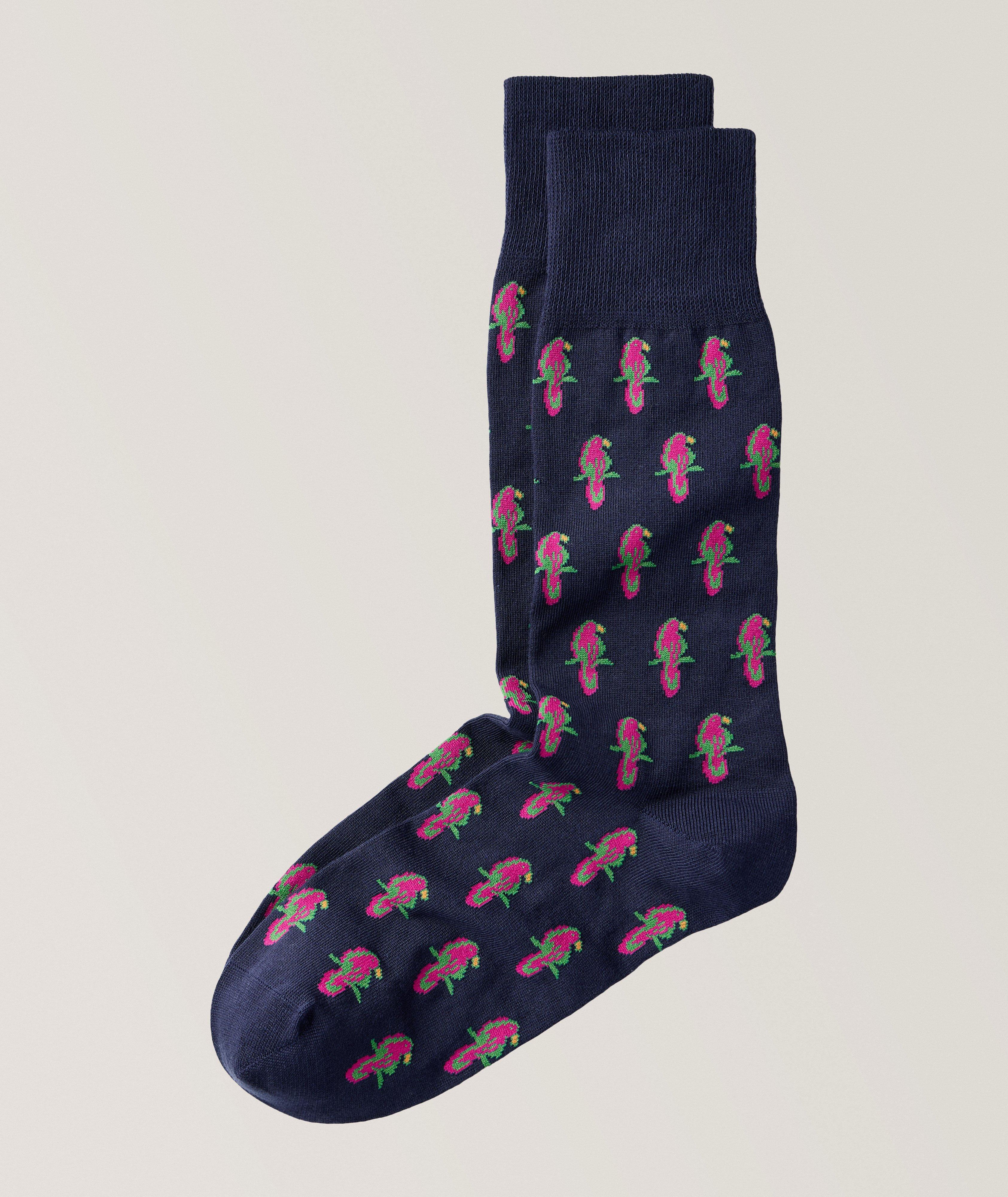 Darrio Parrot Patterned Stretch-Cotton Socks