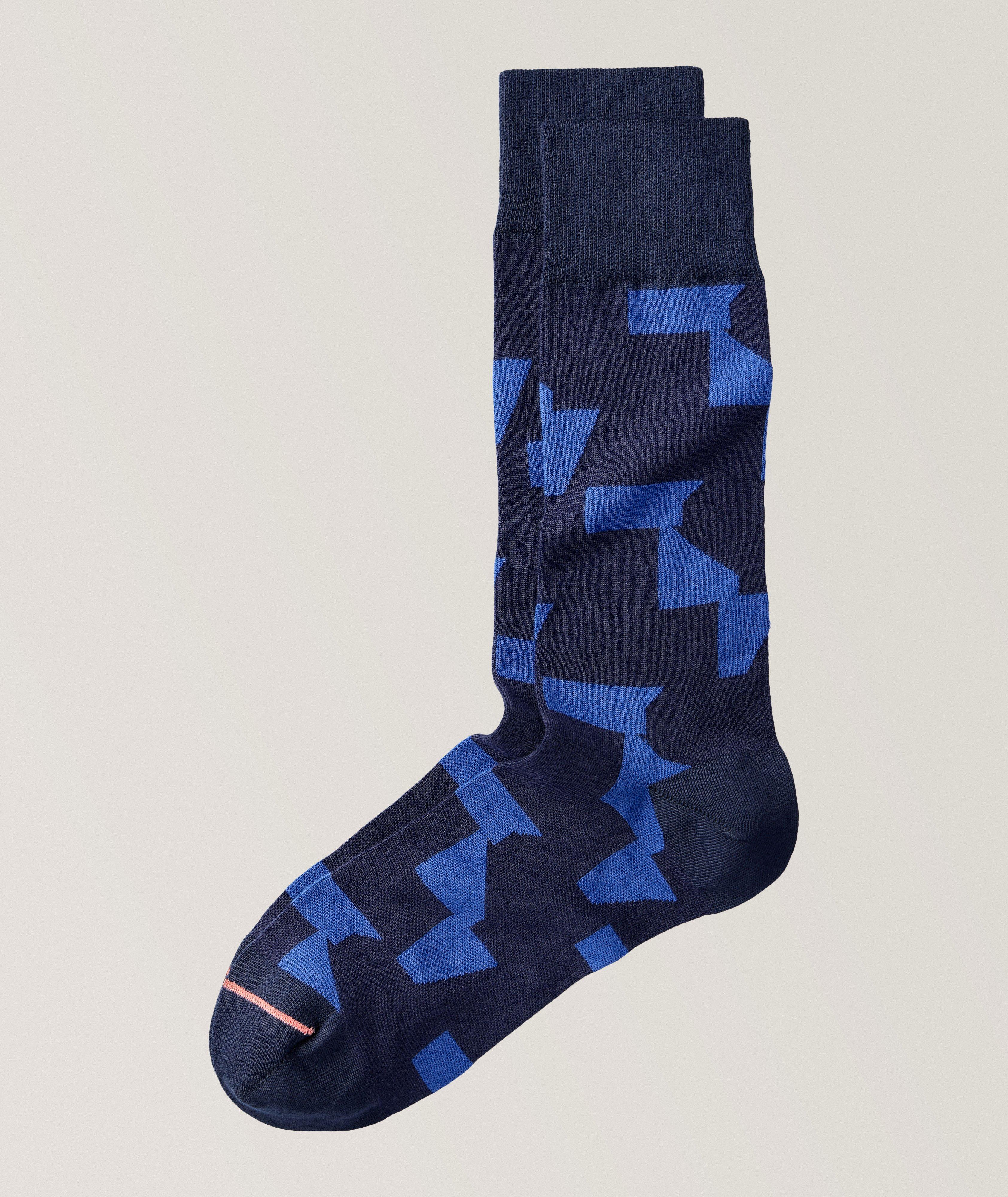 Dorian Geometric Pattern Stretch-Cotton Socks