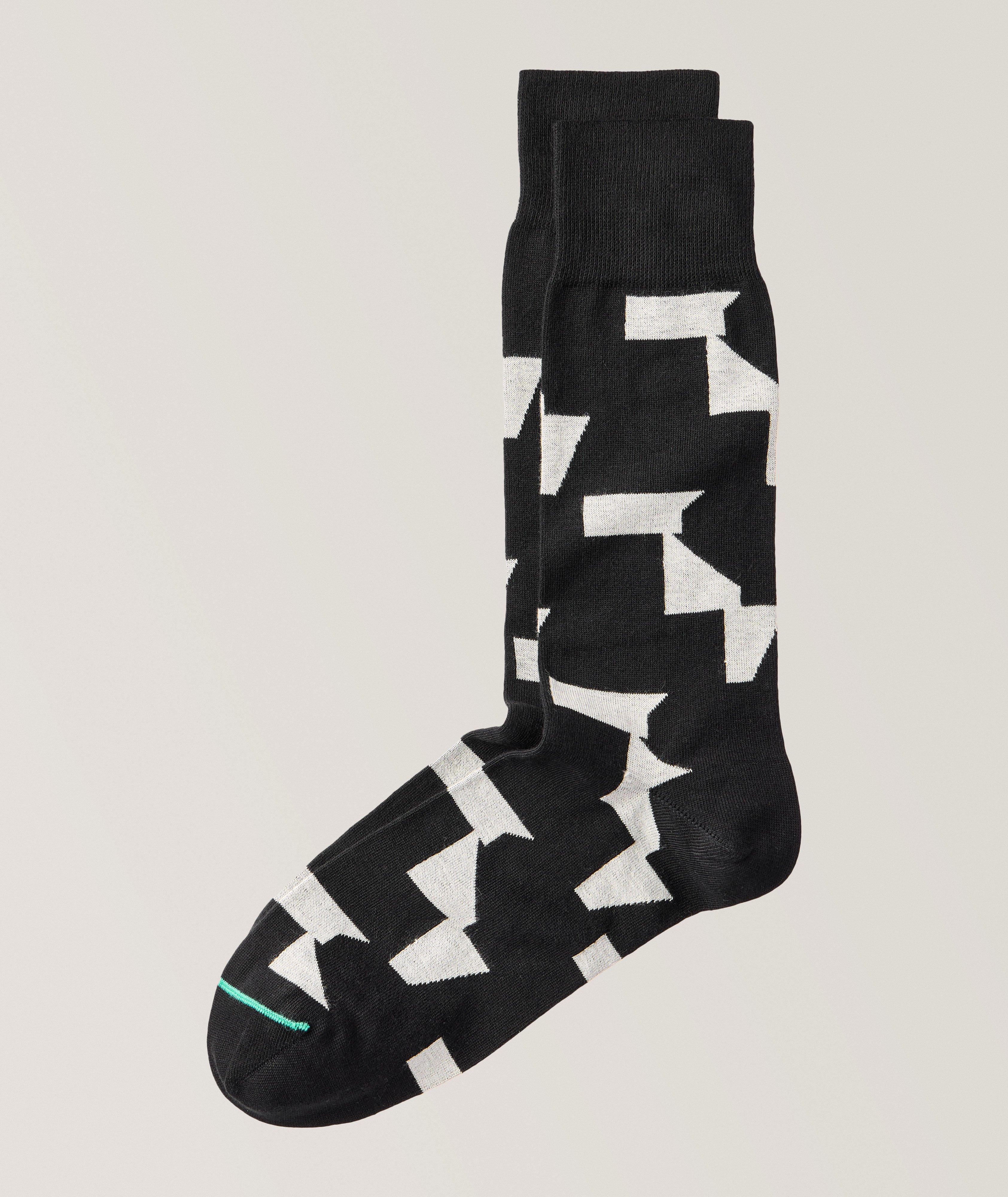 Dorian Geometric Stretch-Cotton Socks
