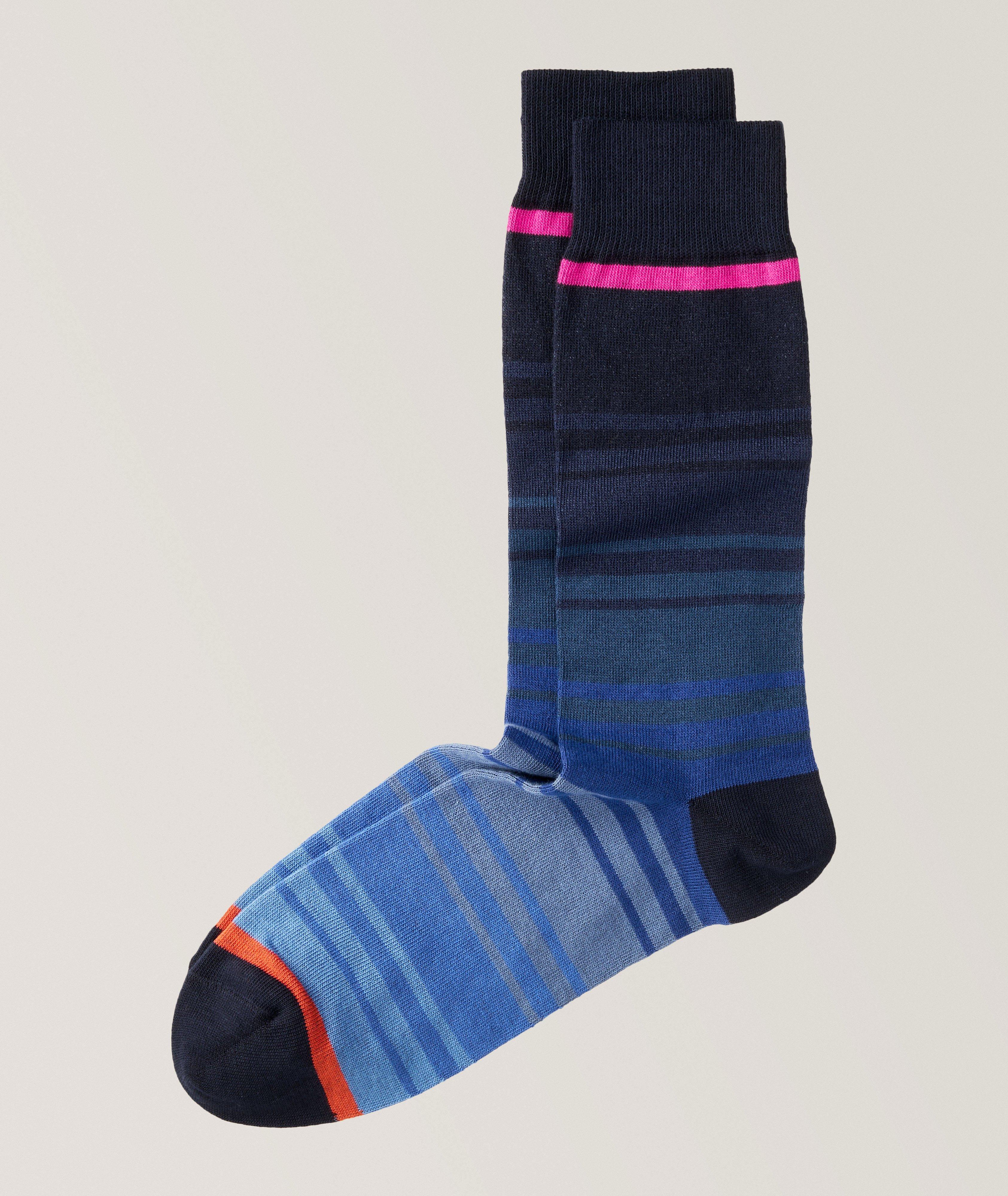 David Stripe Stretch-Cotton Socks