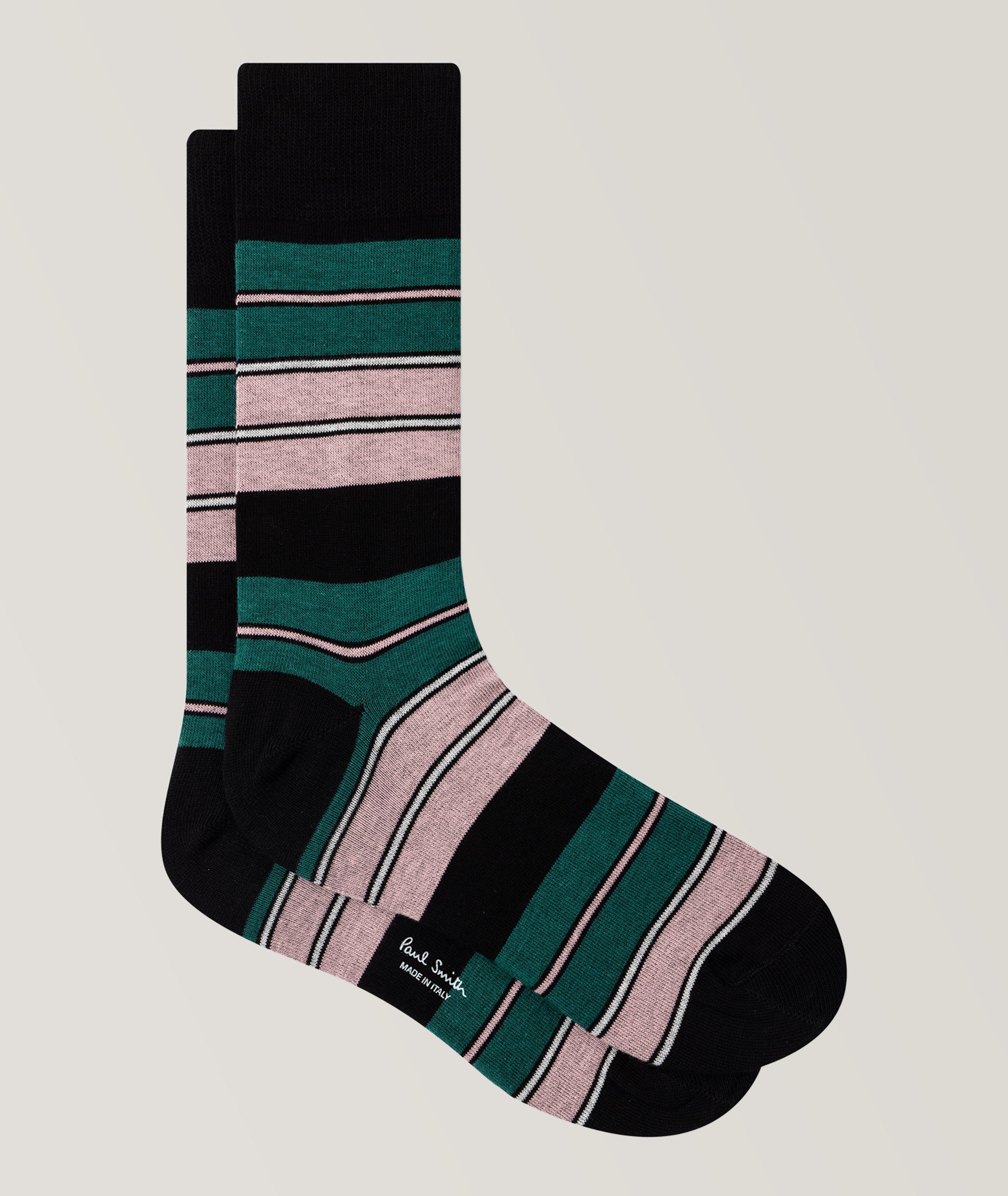 Block Striped Cotton-Blend Socks