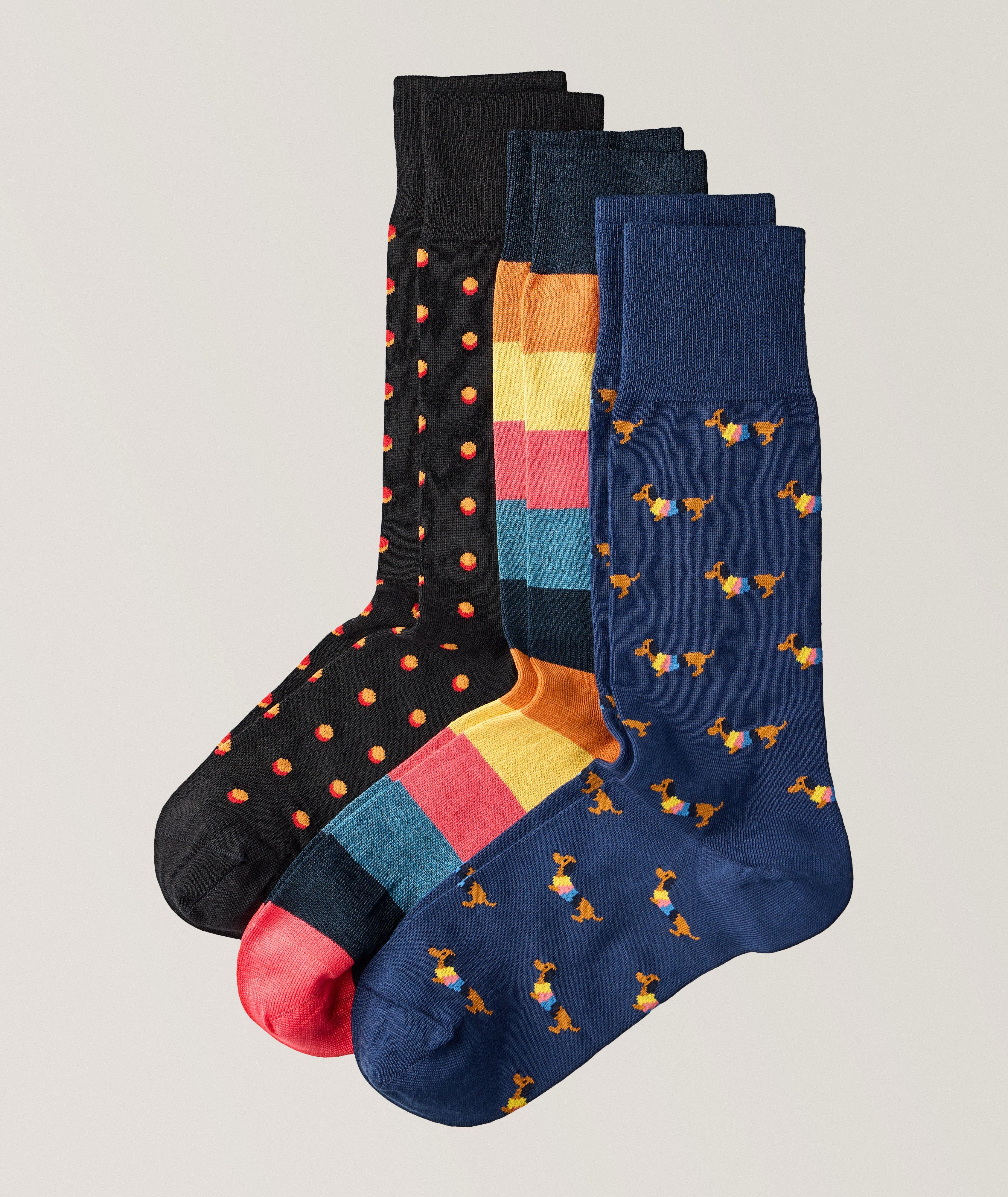 Three-Pack Novelty Mix Patterned Socks