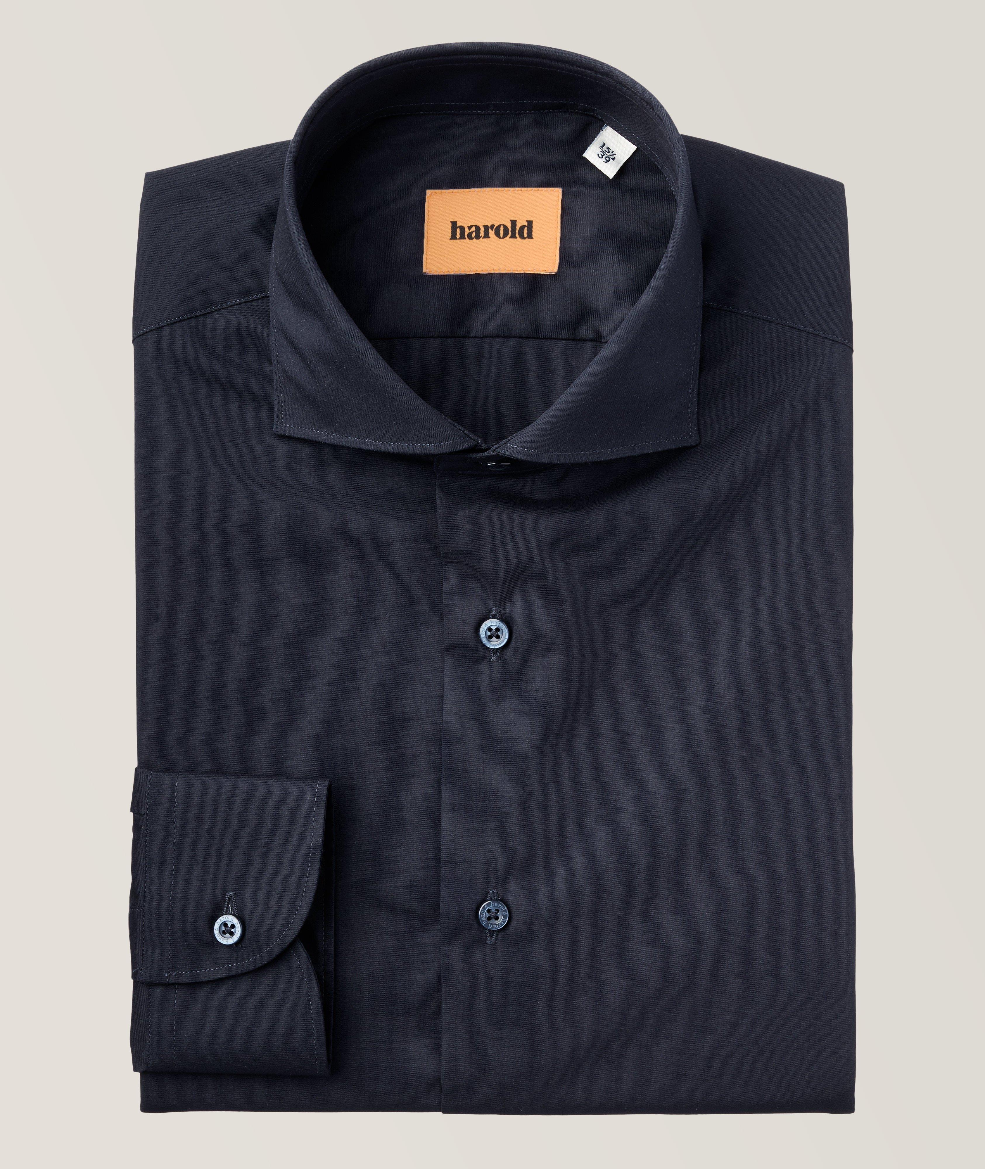 Solid Stretch-Cotton Dress Shirt image 0