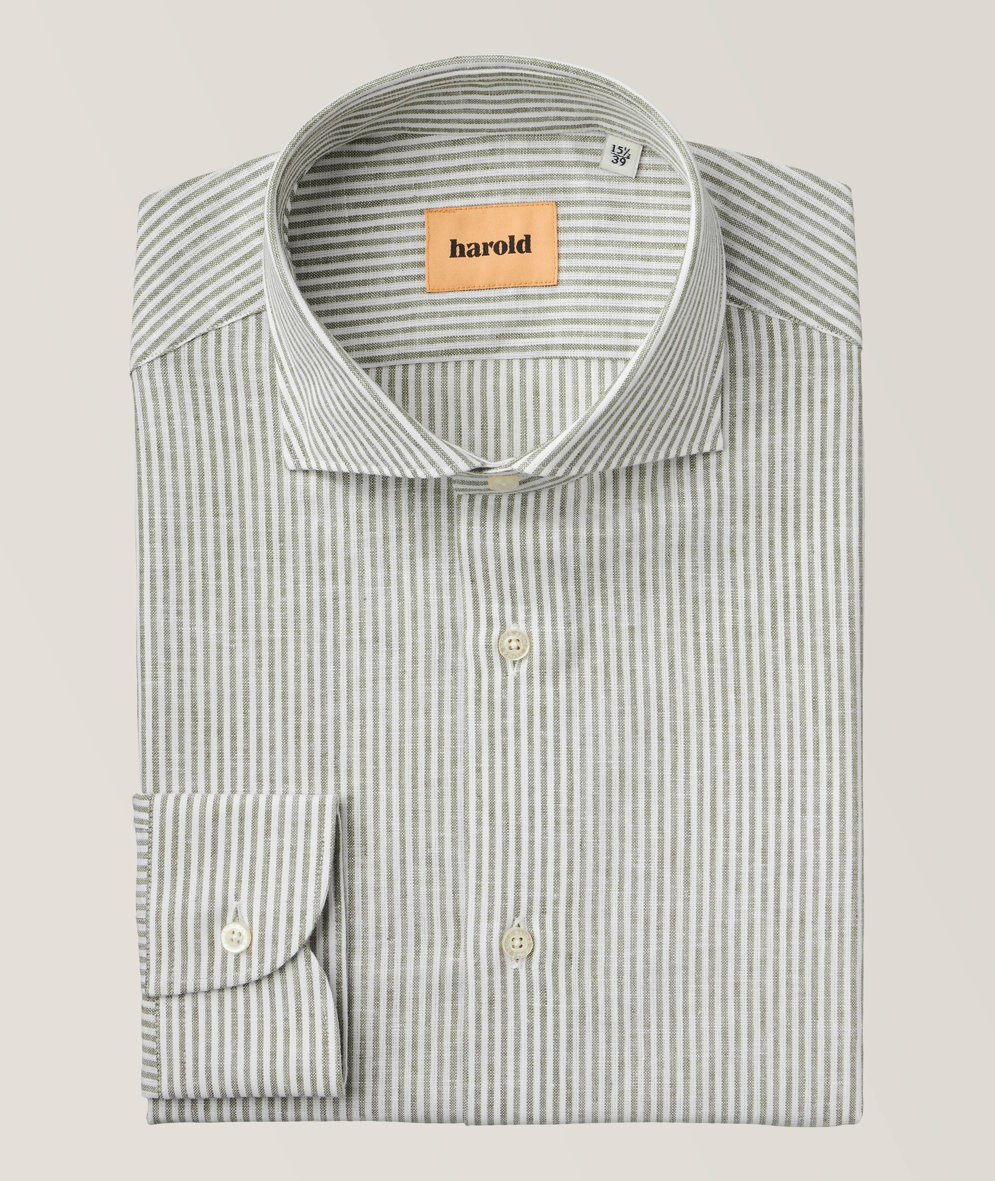 Striped Linen-Cotton Dress Shirt image 0