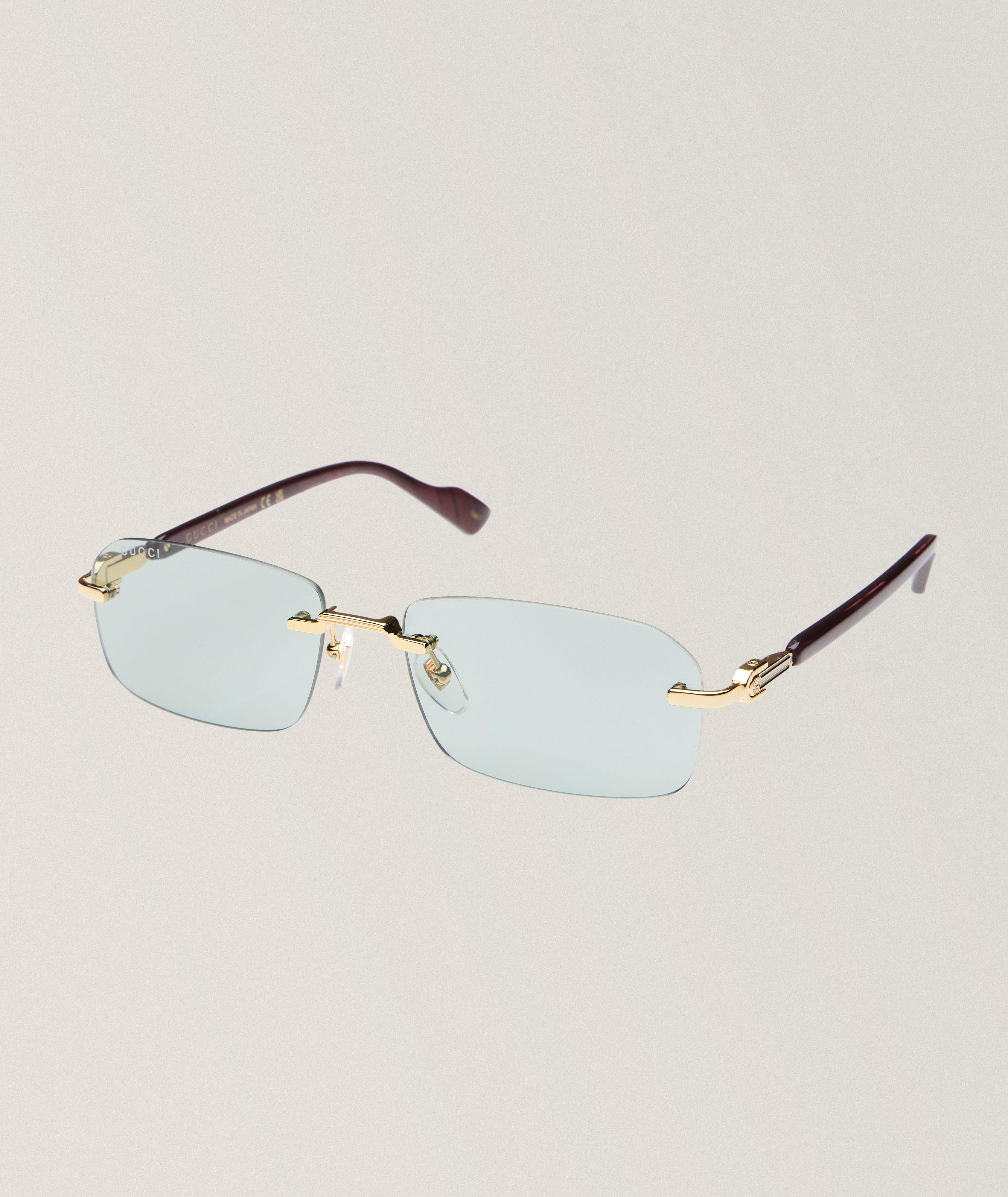 Narrow Rimless Rectangular Frame Sunglasses