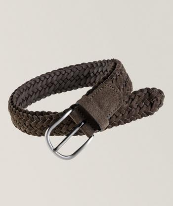 Dark Brown - Suede Braided Belt