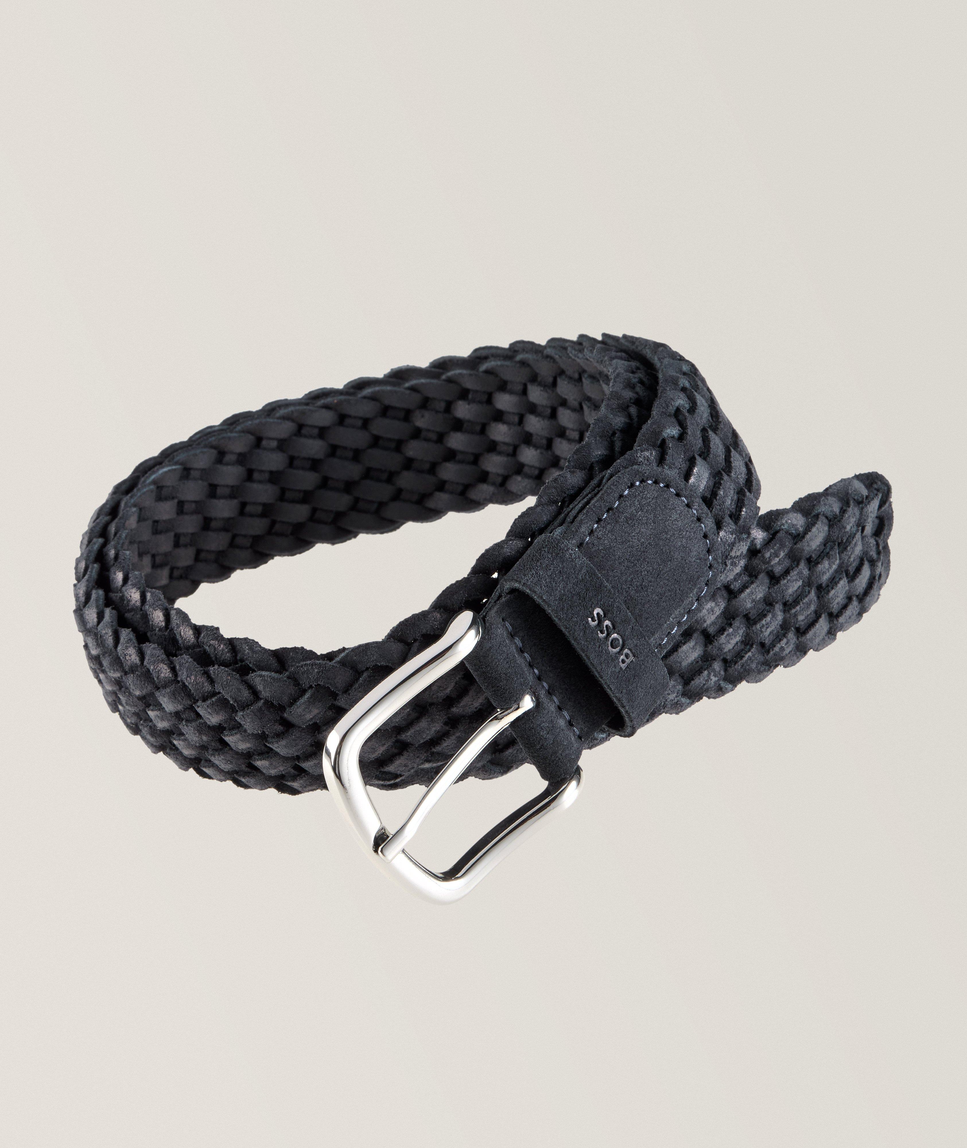 Woven Leather Pin-Buckle Belt