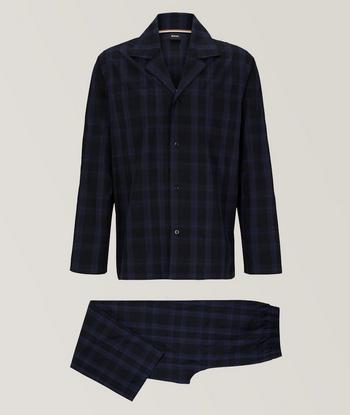 Woburn striped silk pajama set in black - Derek Rose