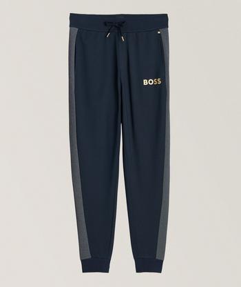 BOSS Levete All-Over Monogram Stretch-Cotton Trackpants, Pants