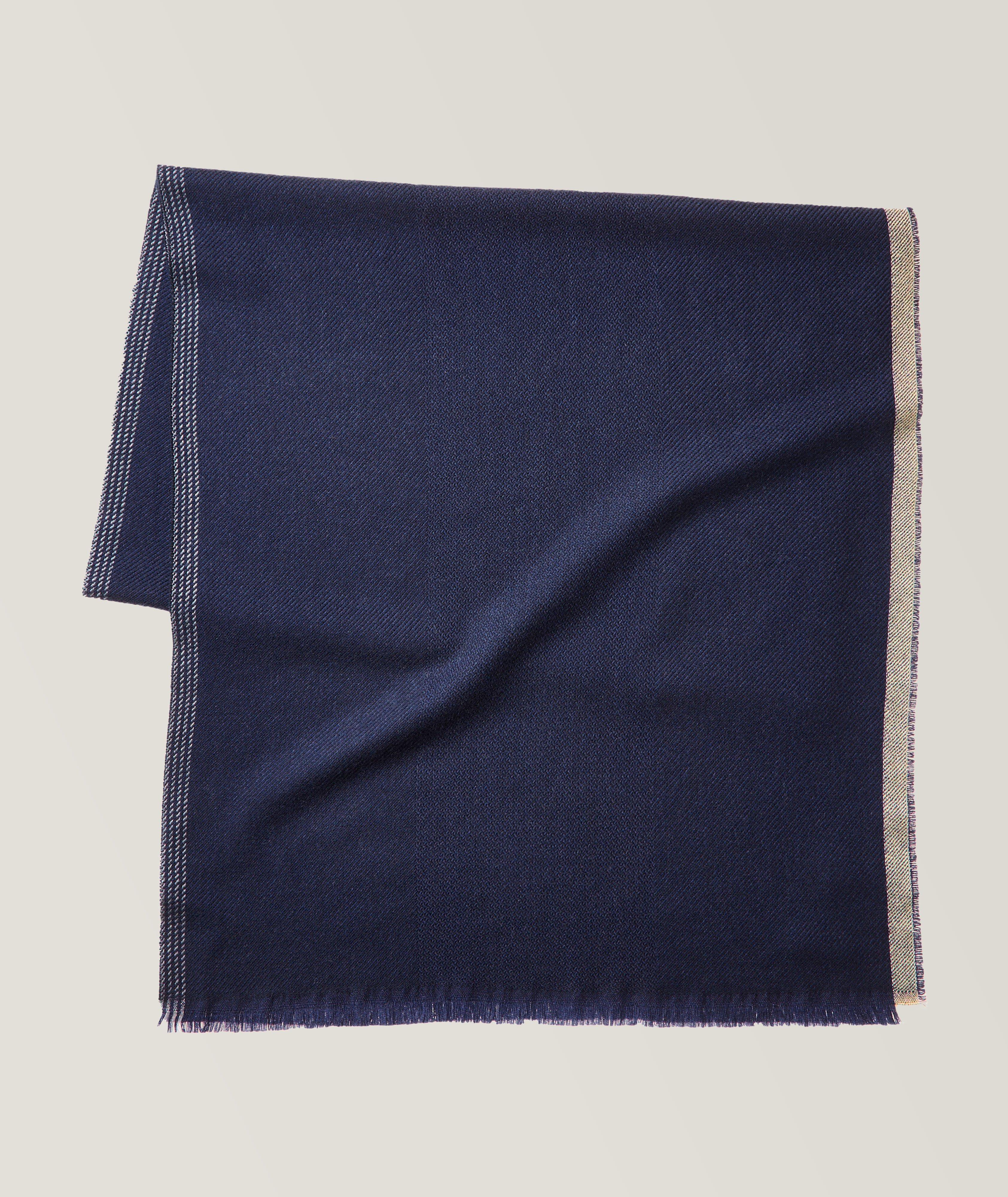 Wool-Cashmere Blend Scarf With Contrast Trim