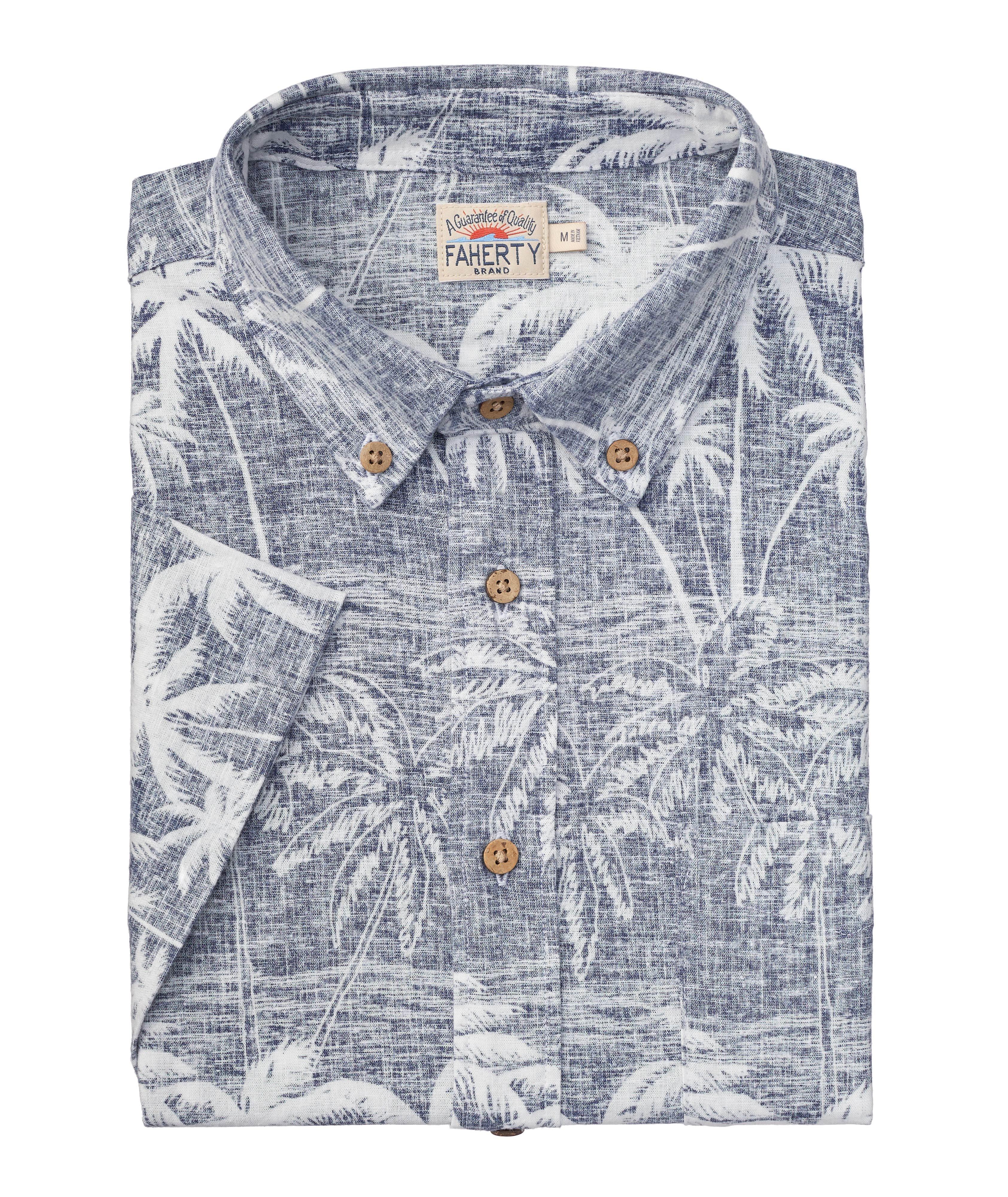 Short-Sleeve Palm Tree Pattern Technical Fabric Sport Shirt image 0