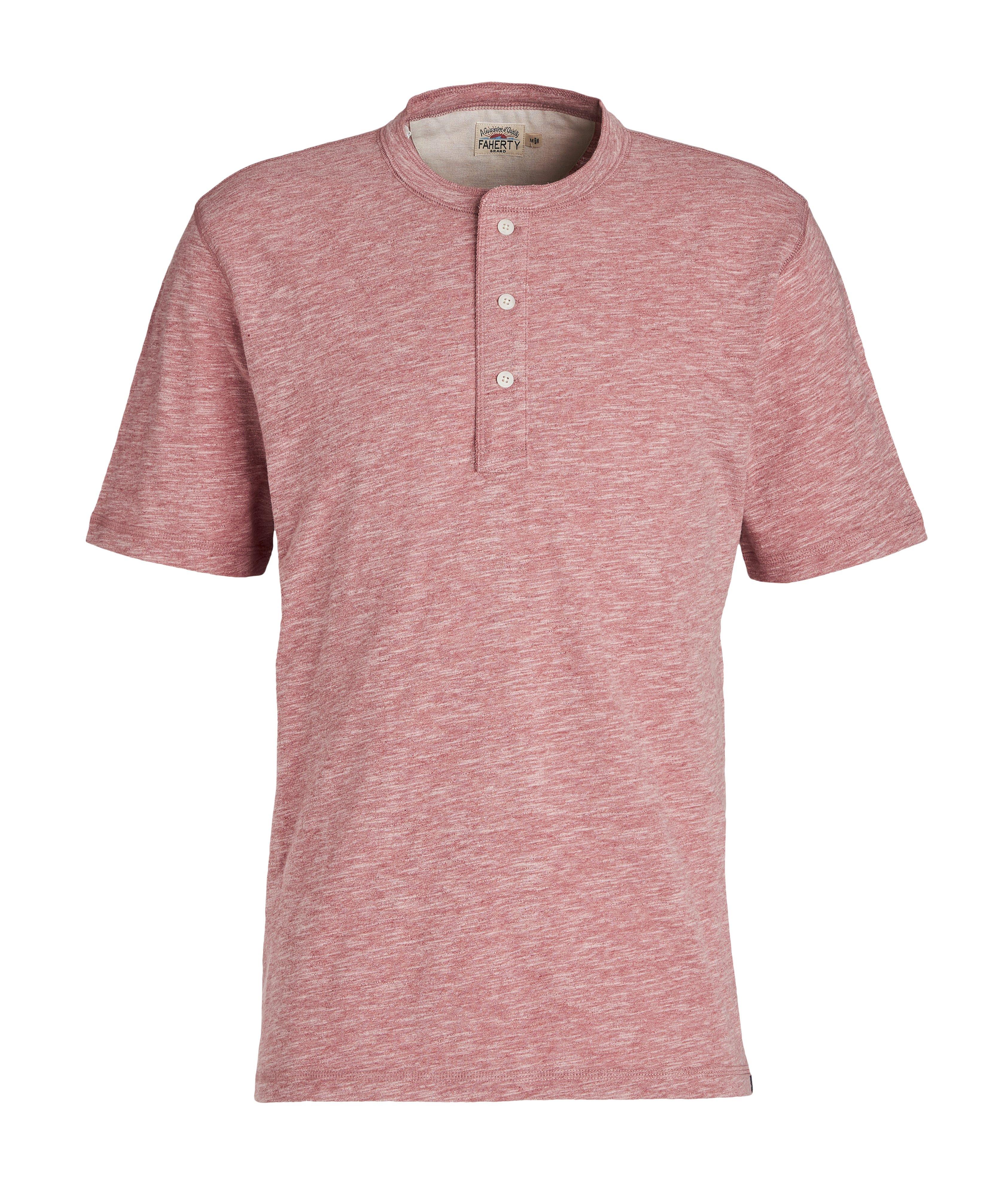 Heathered Cotton Blend Henley T-Shirt image 0