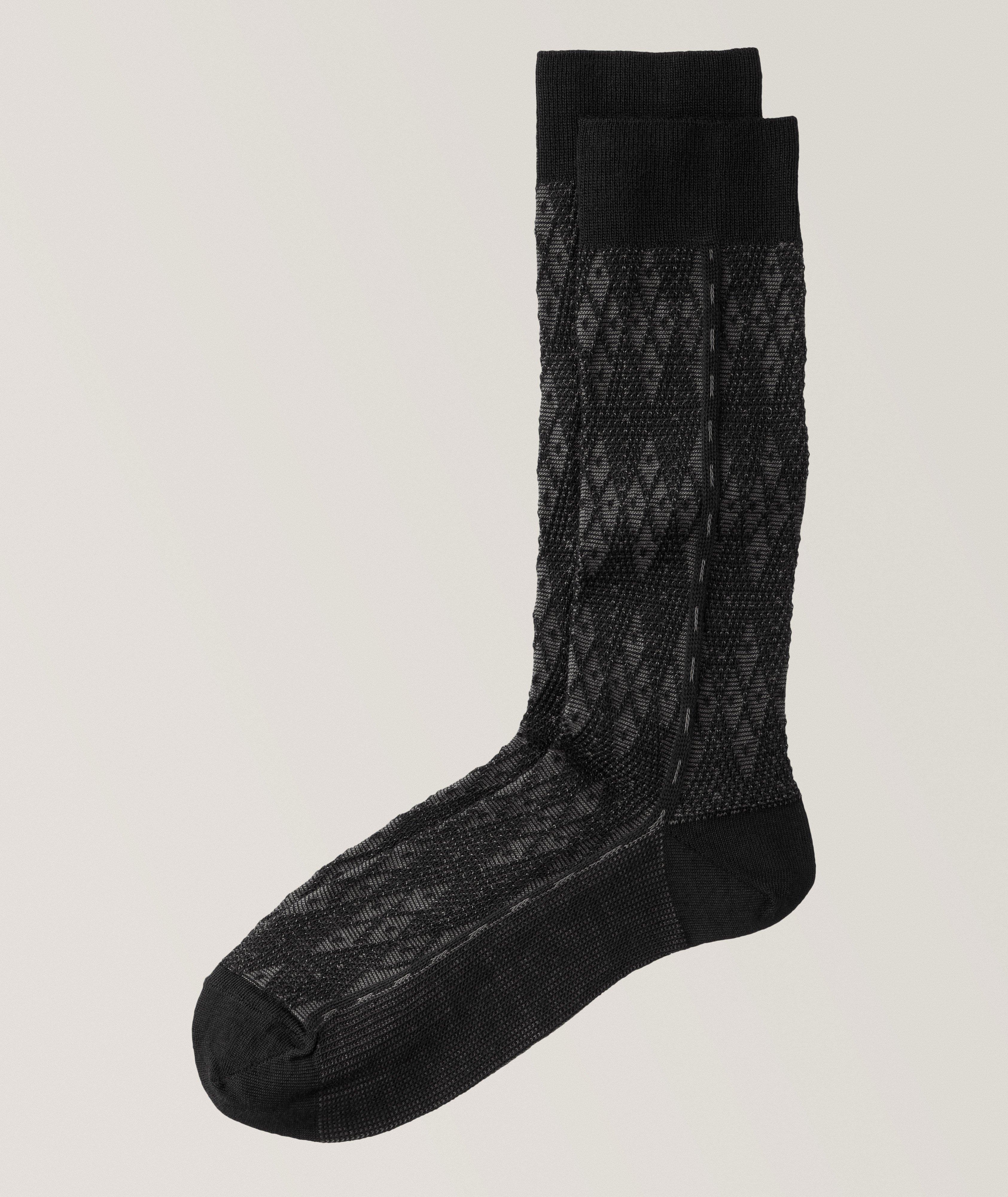 Diamond Pattern Wool-Blend Socks