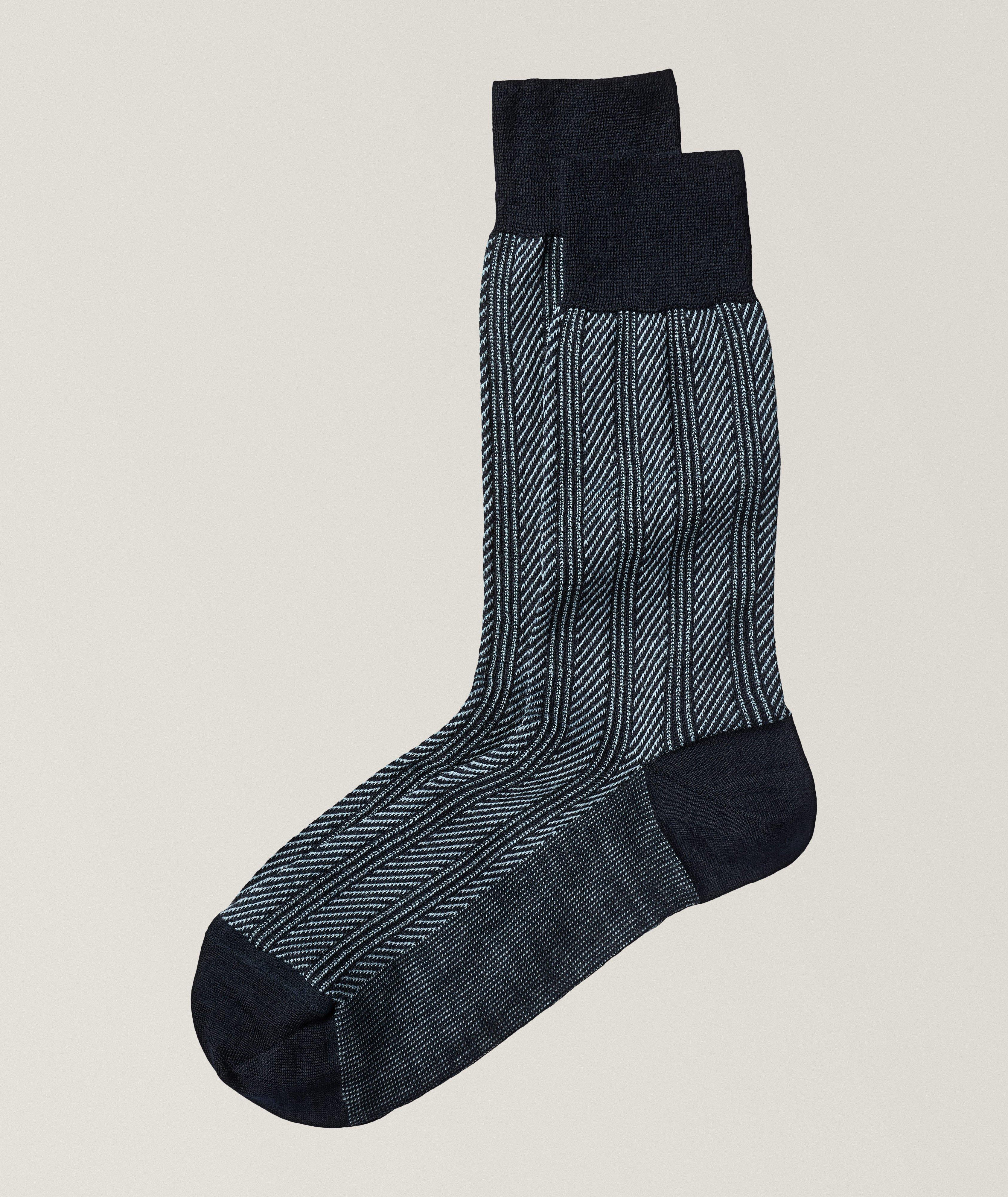 Romolo Geometric Virgin Wool Socks