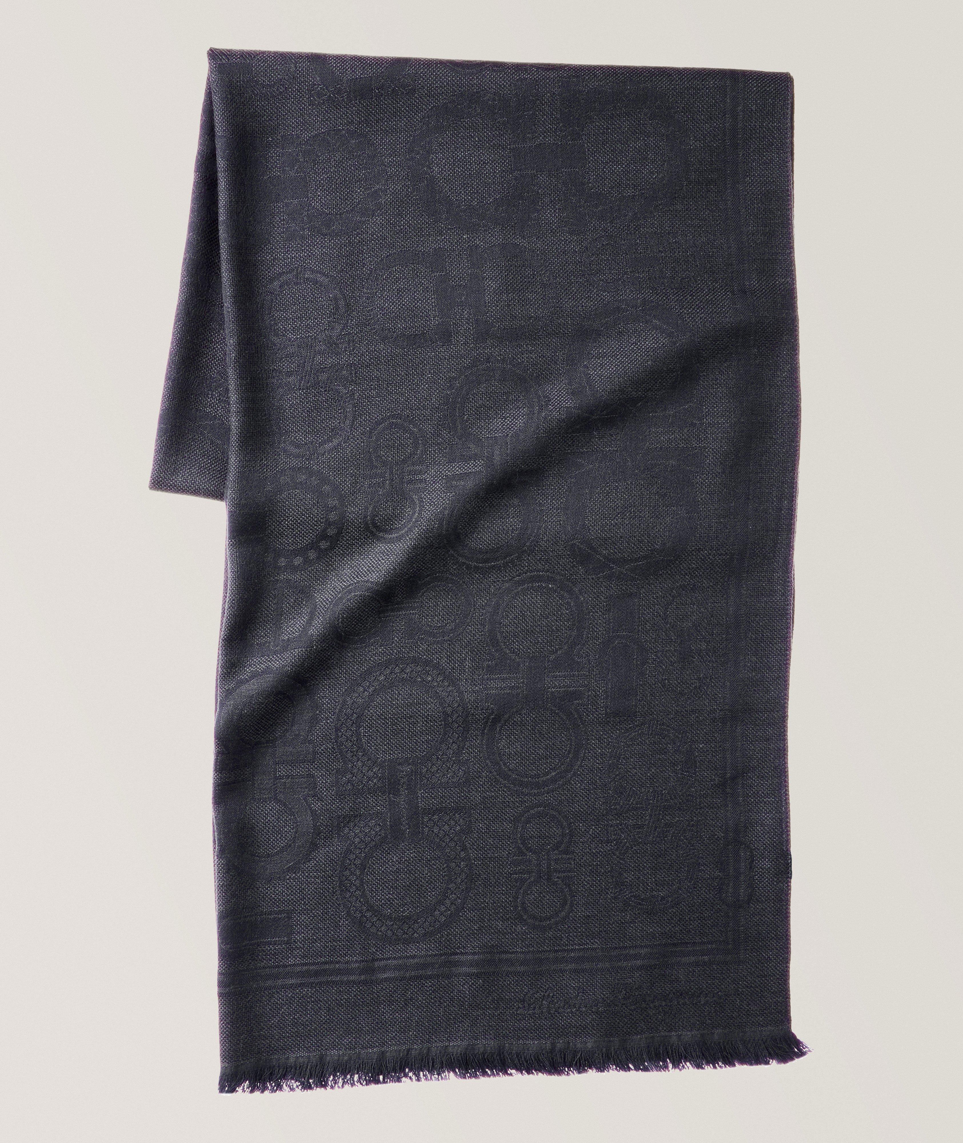 Gancini Logo Pattern Wool-Silk Scarf image 0