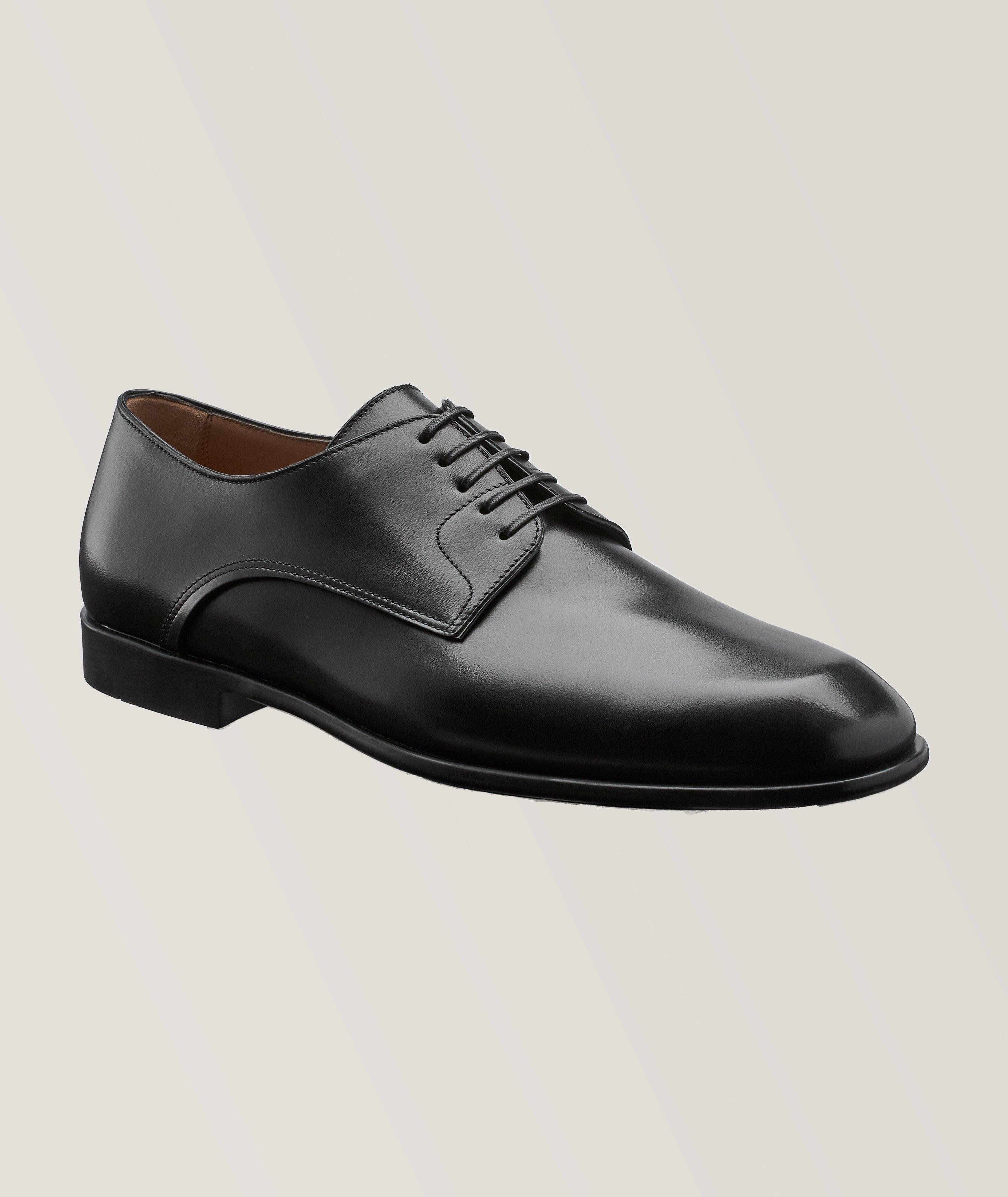 Fosco Polished Leather Plain-Toe Derbies