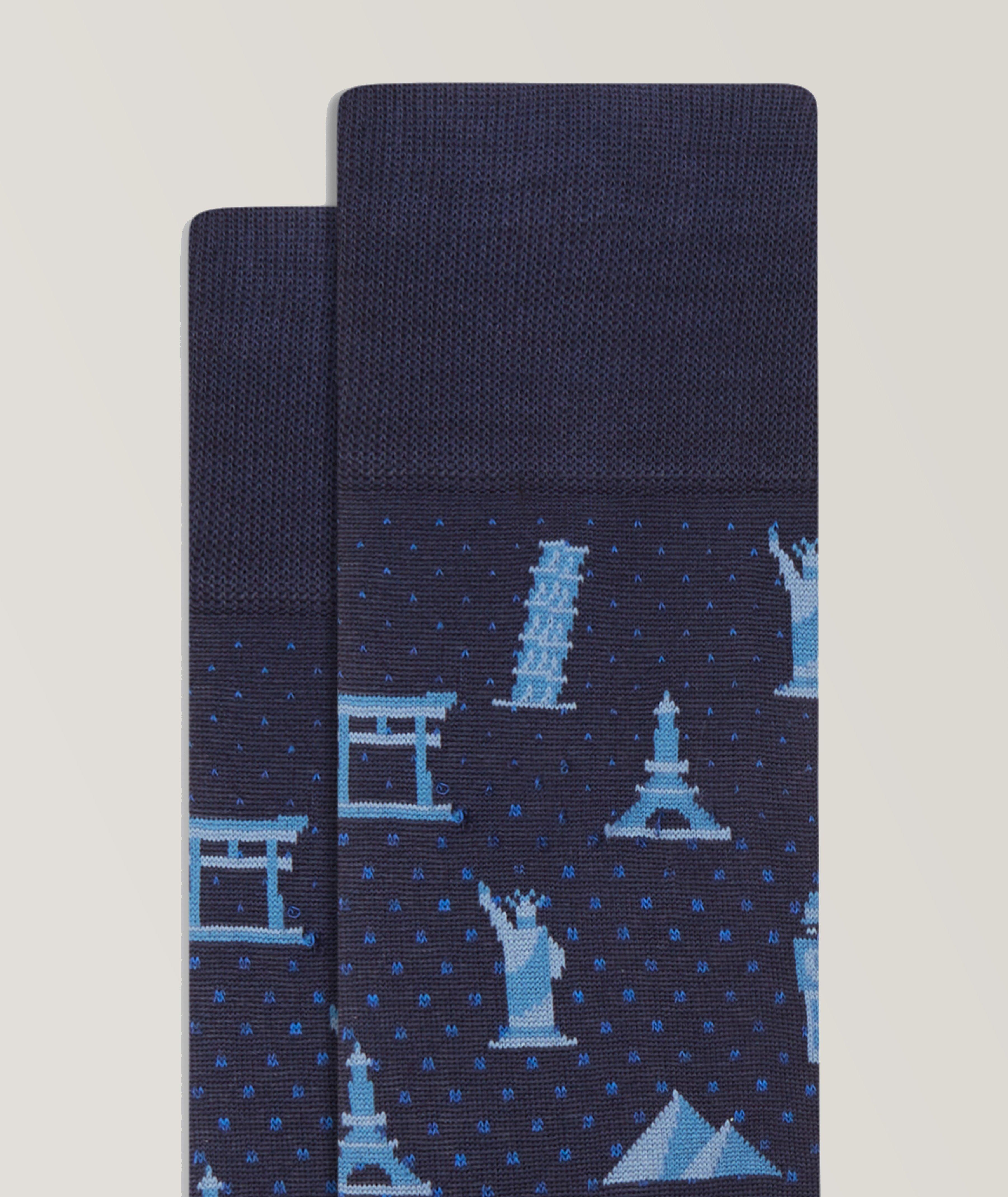 Landmark Printed Stretch-Cotton Socks image 1