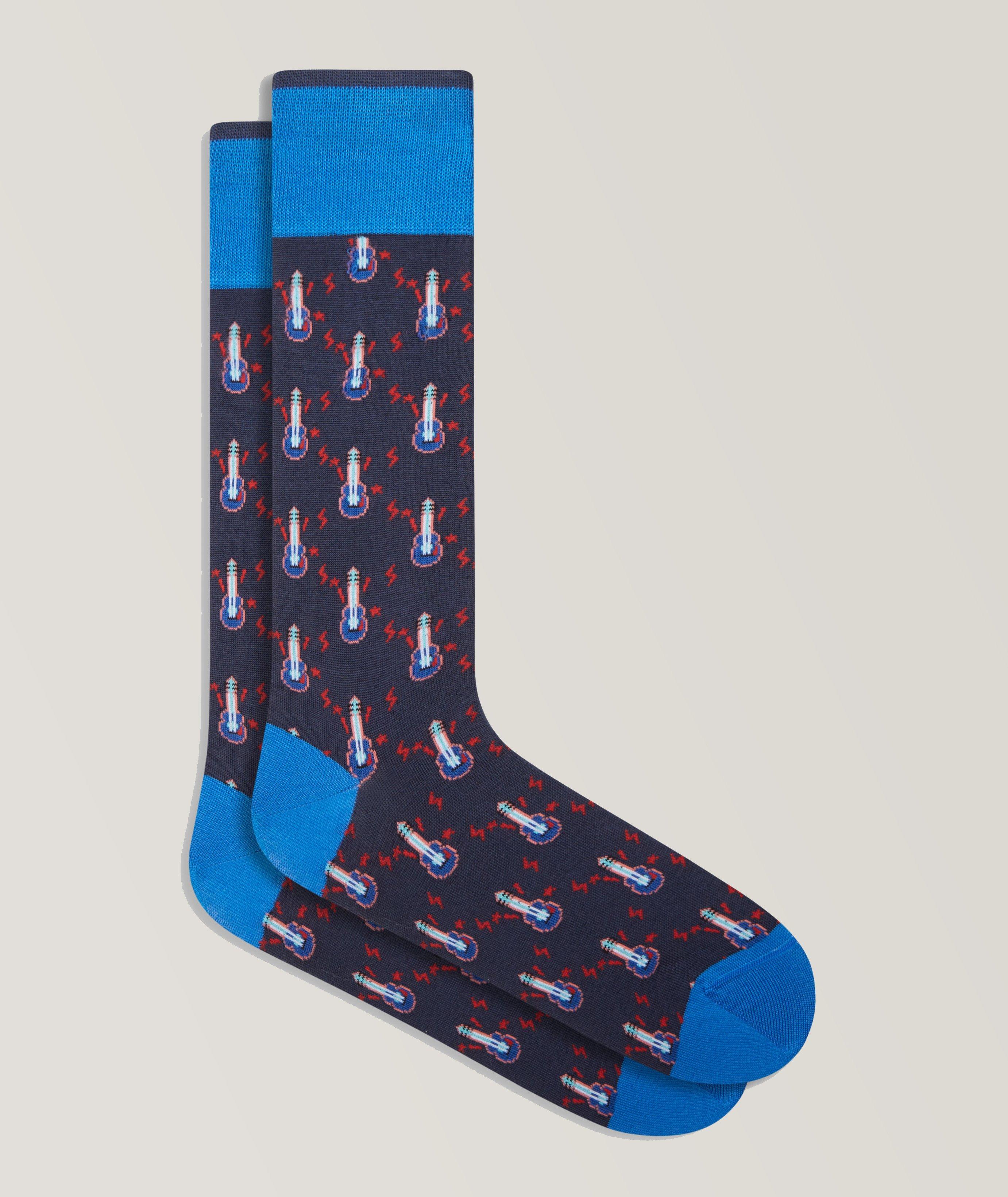 Chaussettes en coton extensible à motif de guitares électriques image 0