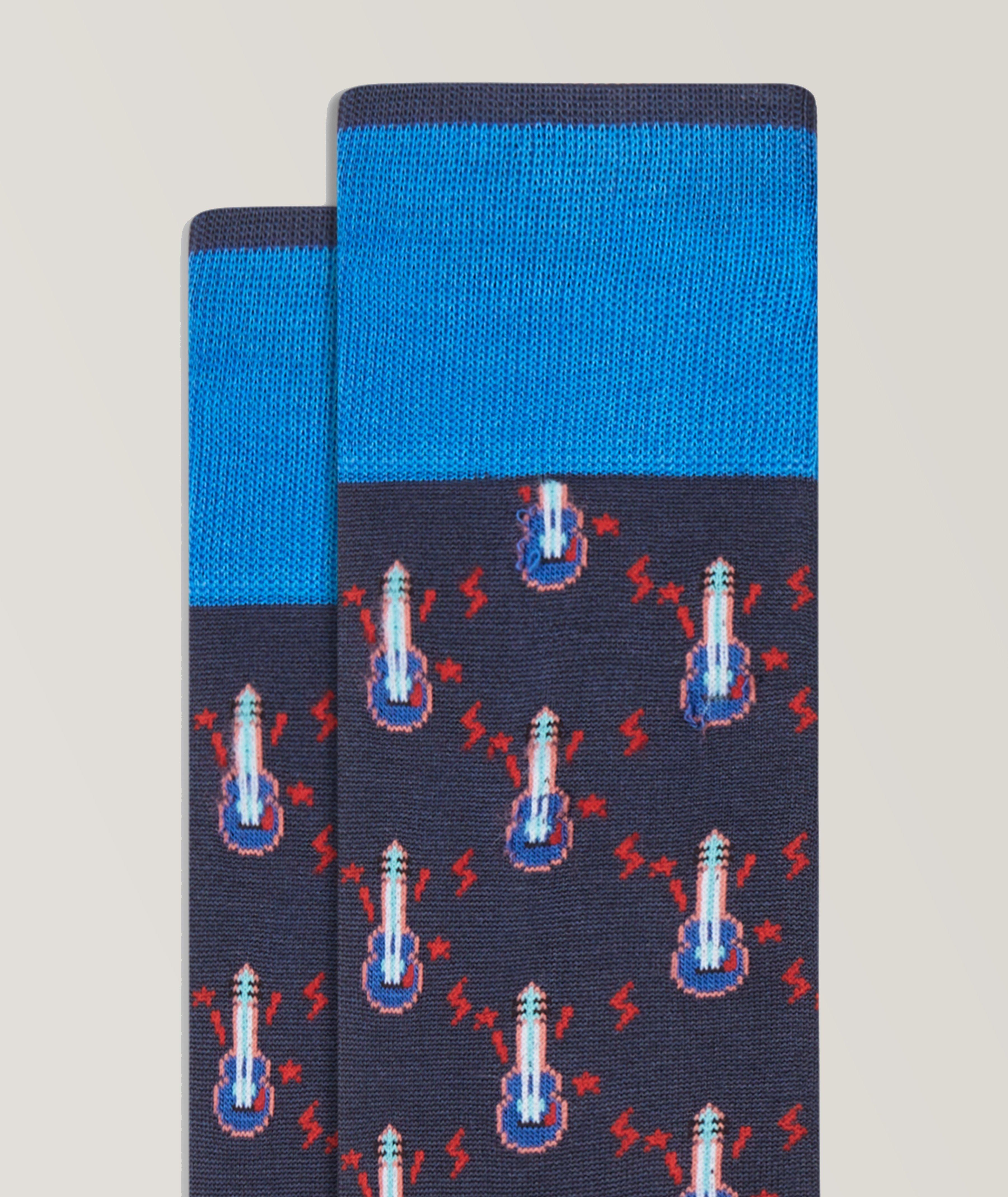 Chaussettes en coton extensible à motif de guitares électriques image 1