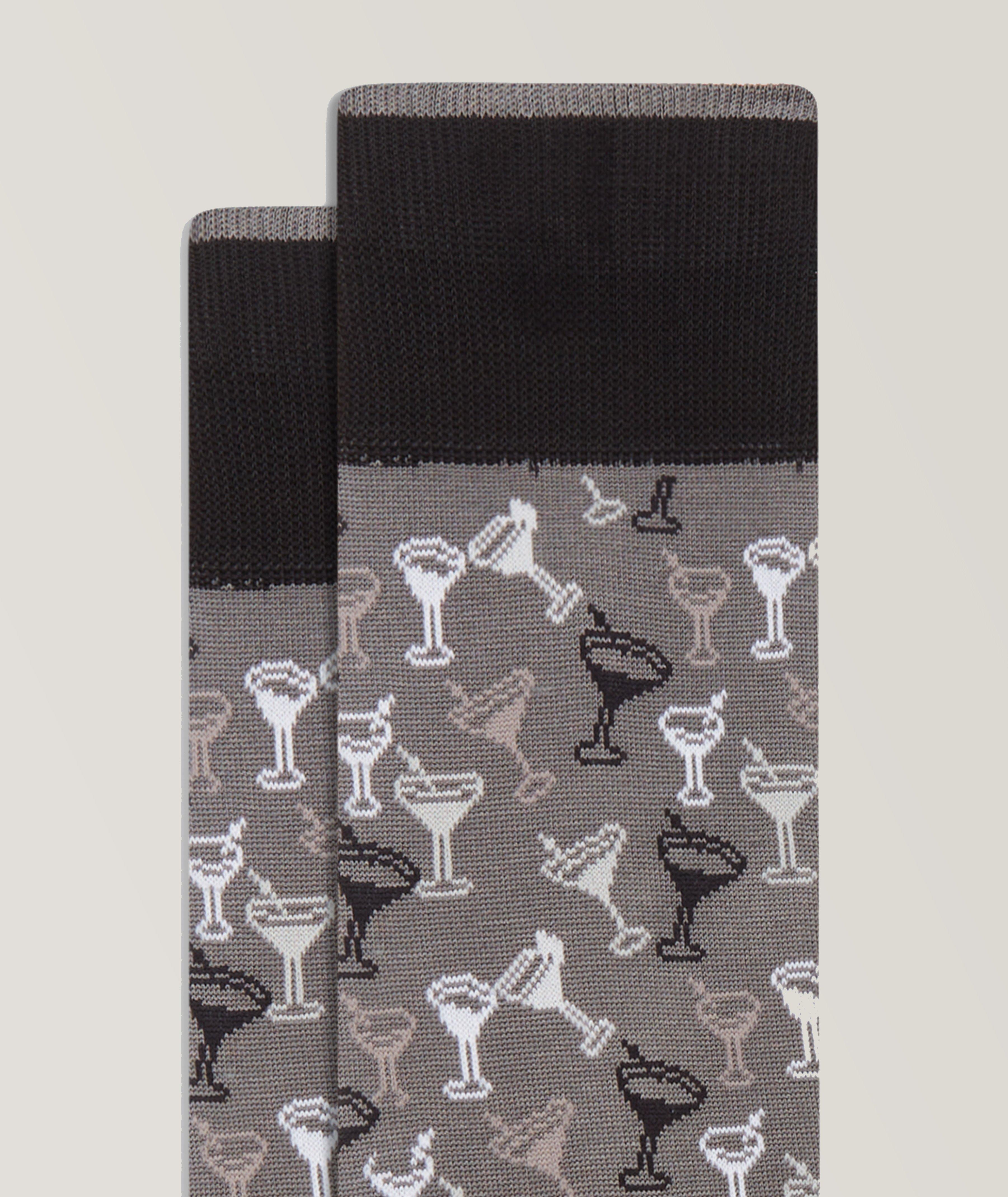Martini Glass Print Stretch-Cotton Socks image 1