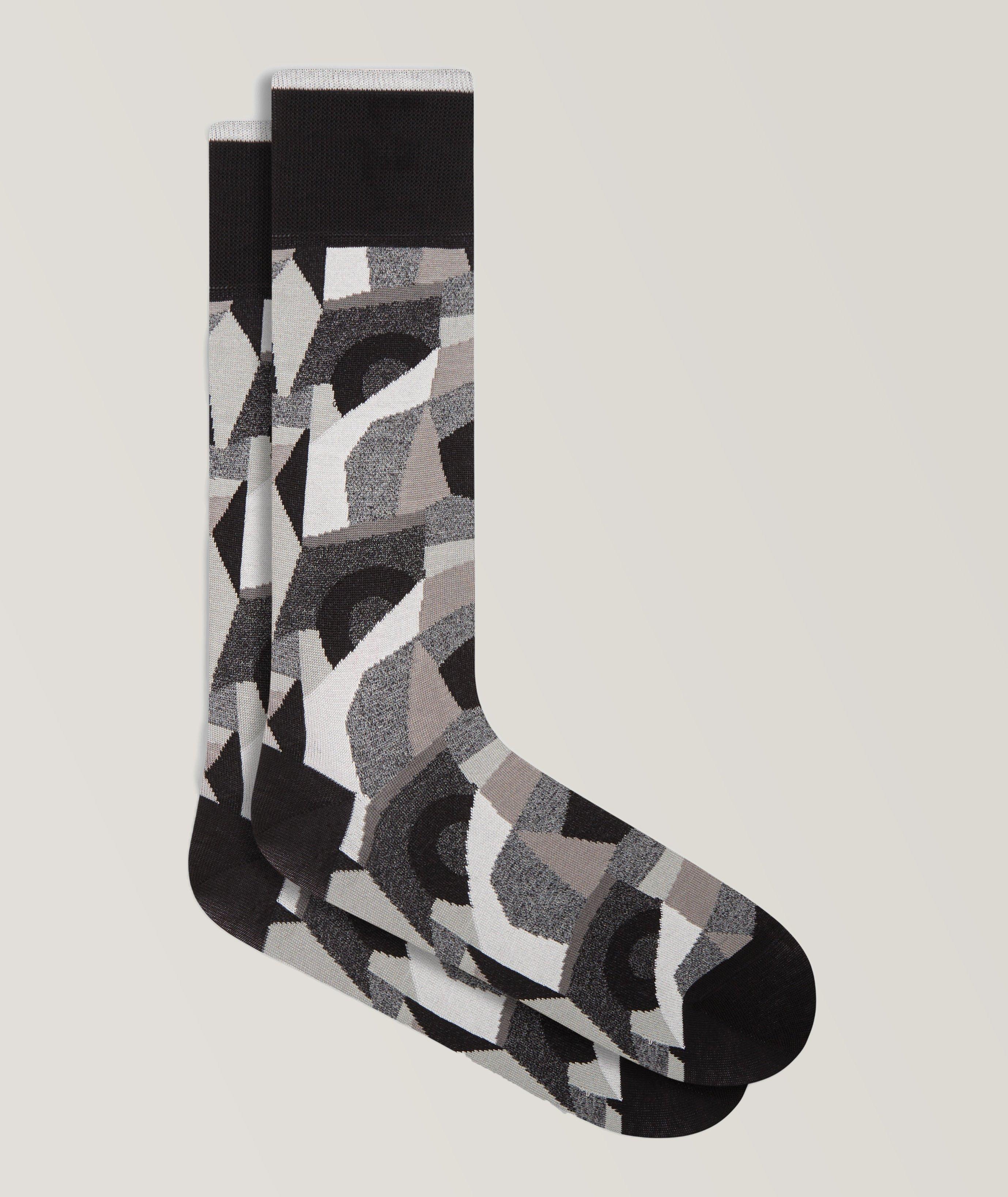 Abstract Print Stretch-Cotton Socks