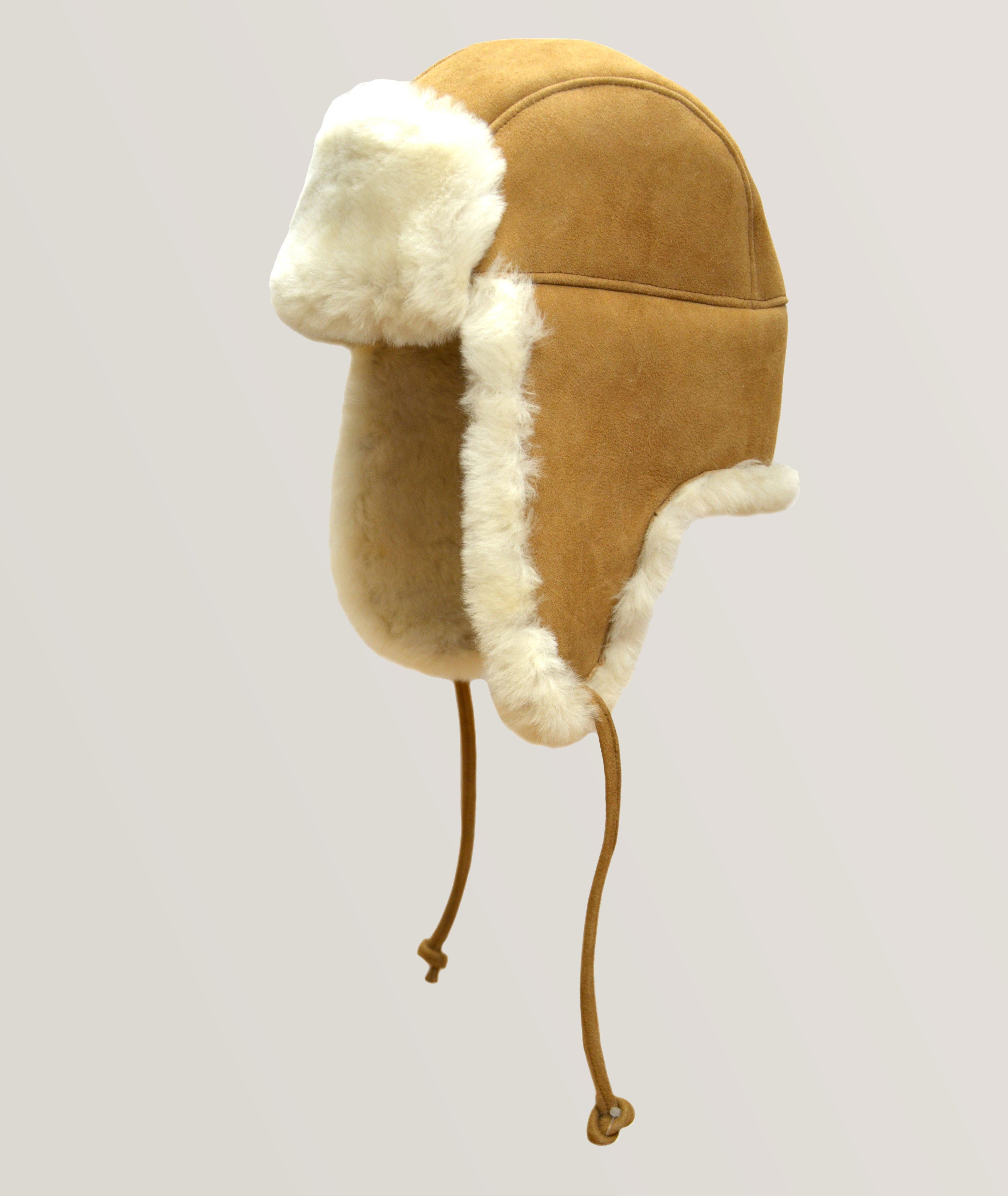 Double Faced Shearling Aviator Hat
