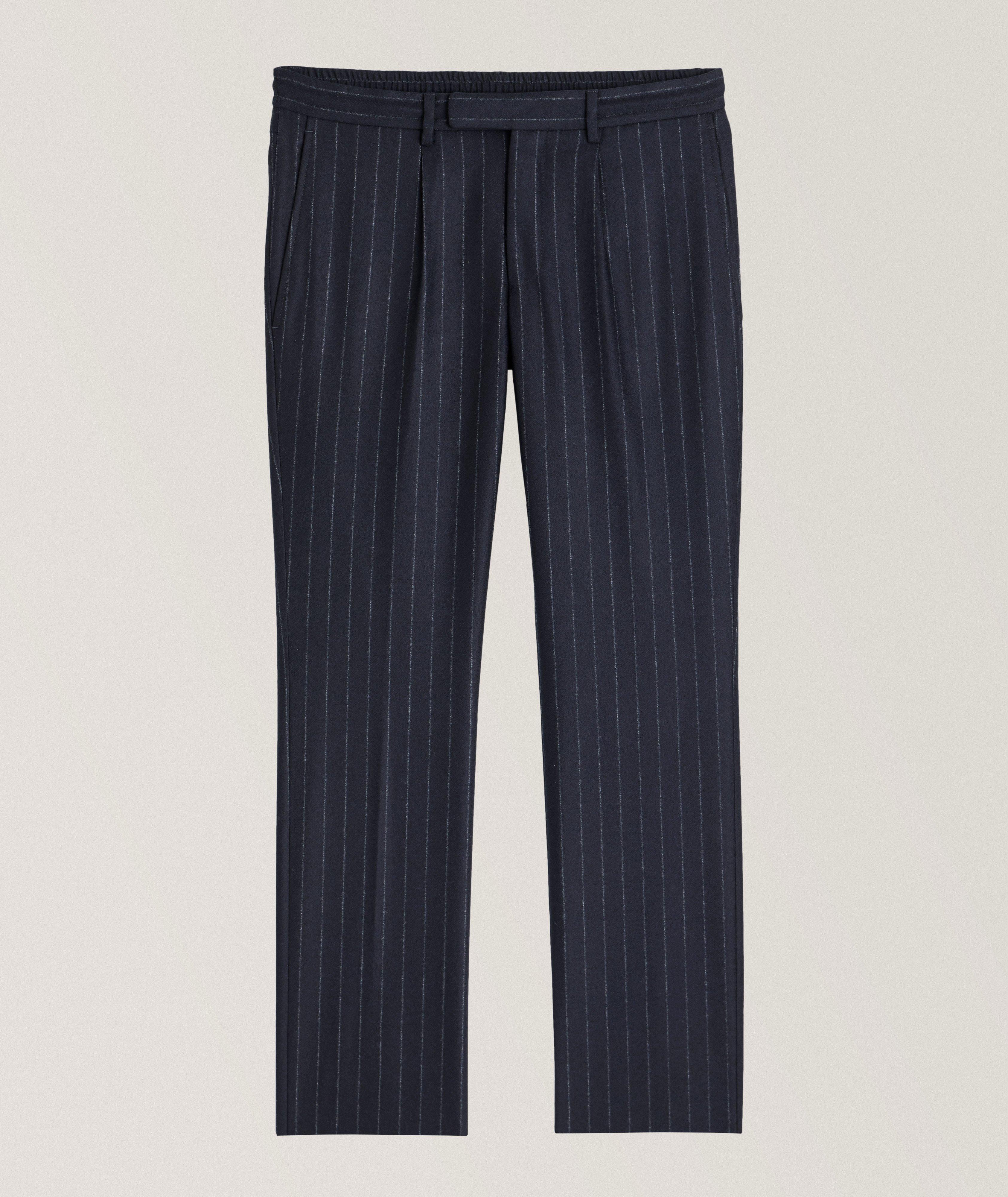 Patrick Assaraf Pinstripe Drawstring Wool Pants In Blue , Men's Size 52